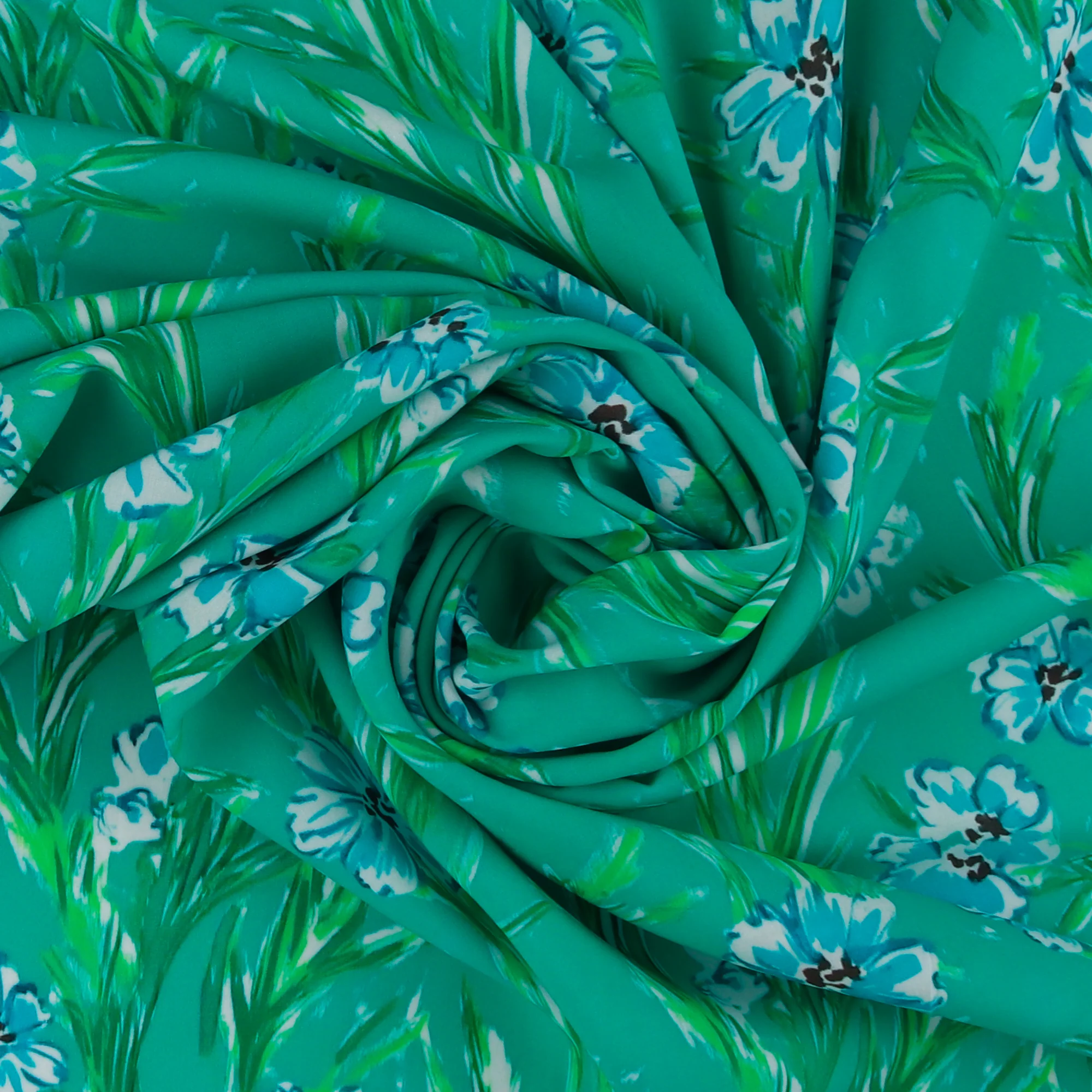 Rayon Poplin Print - MORGAN - 013 - Aqua - Image 2
