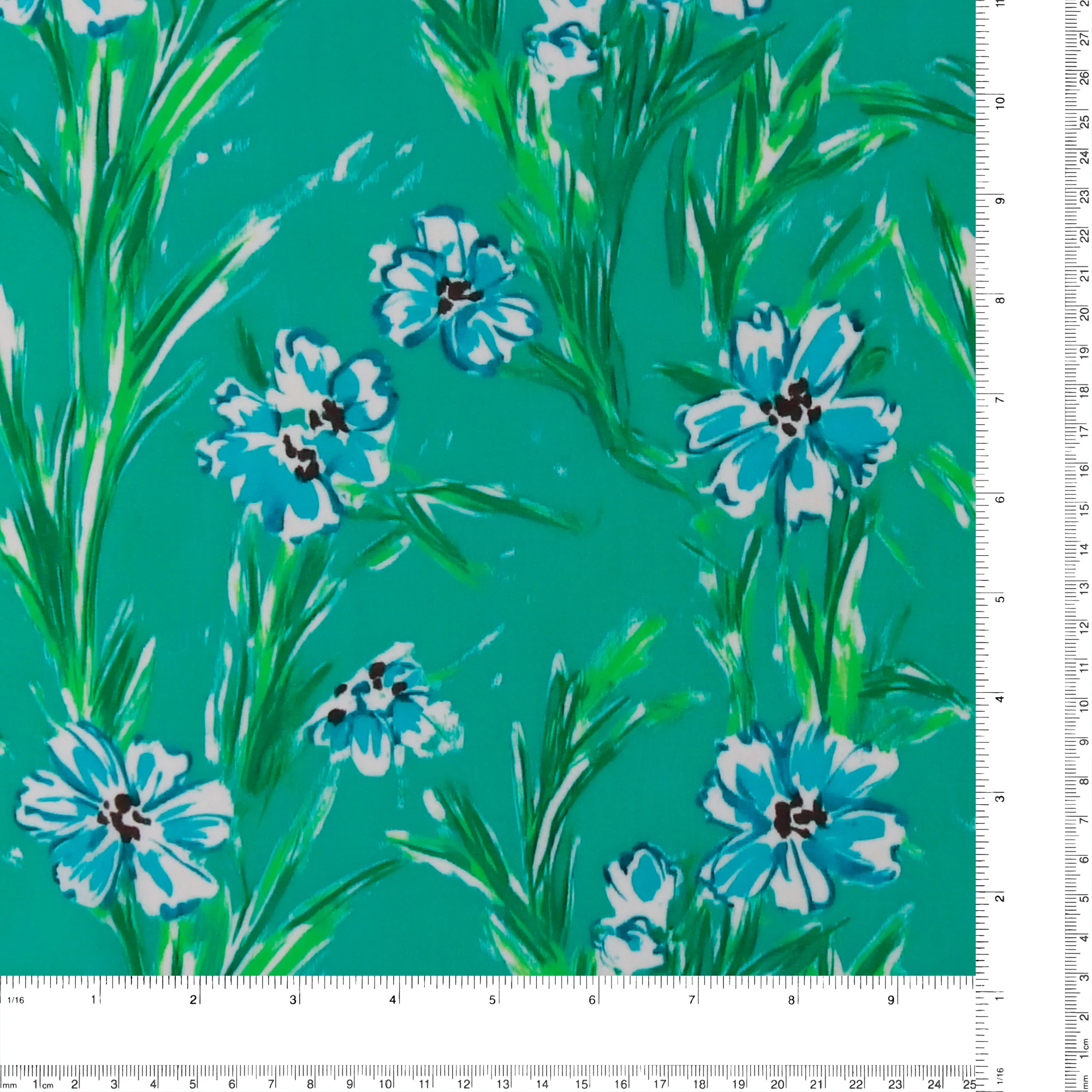 Rayon Poplin Print - MORGAN - 013 - Aqua - Image 3