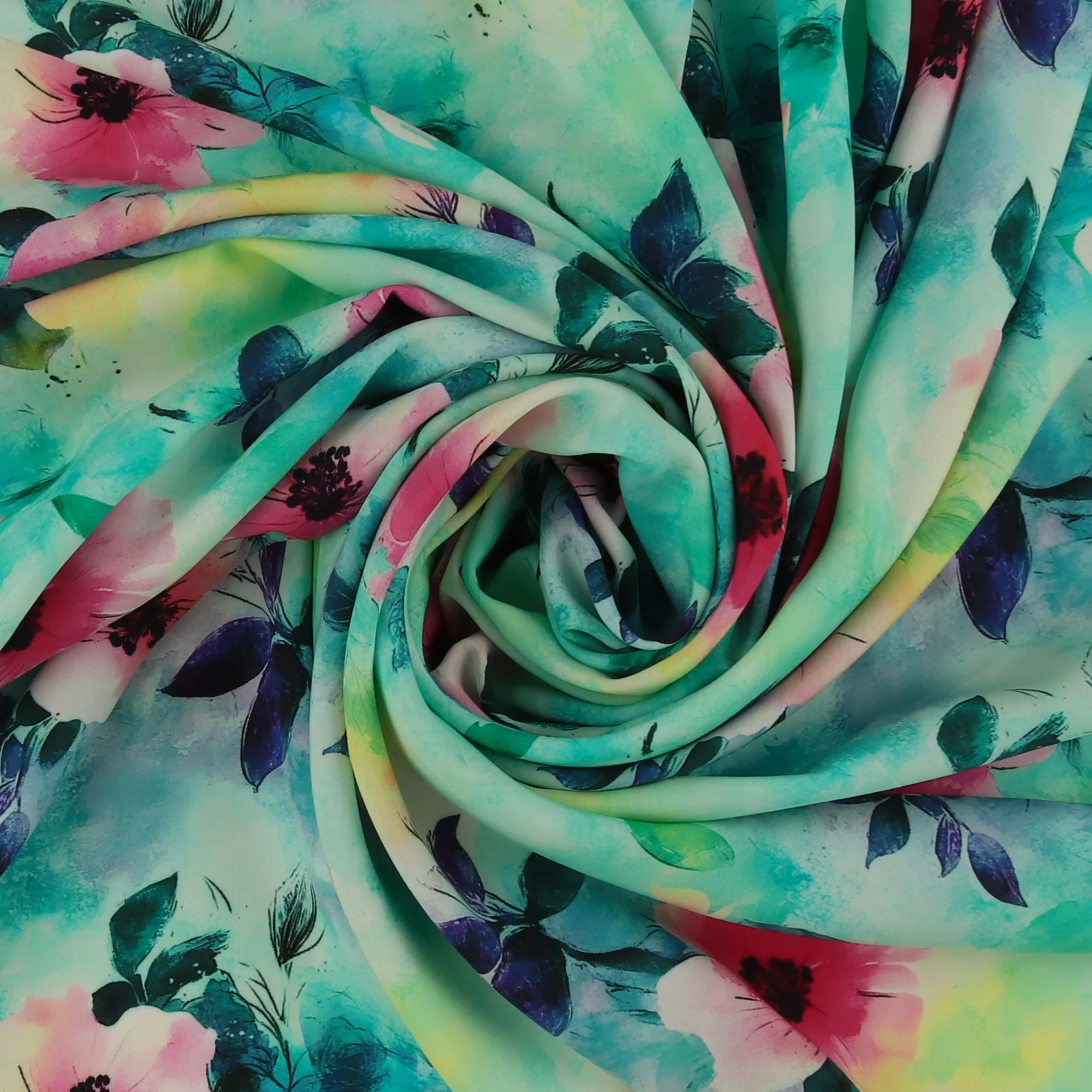 Rayon Poplin Print - MORGAN - 028 - Aqua - Image 2