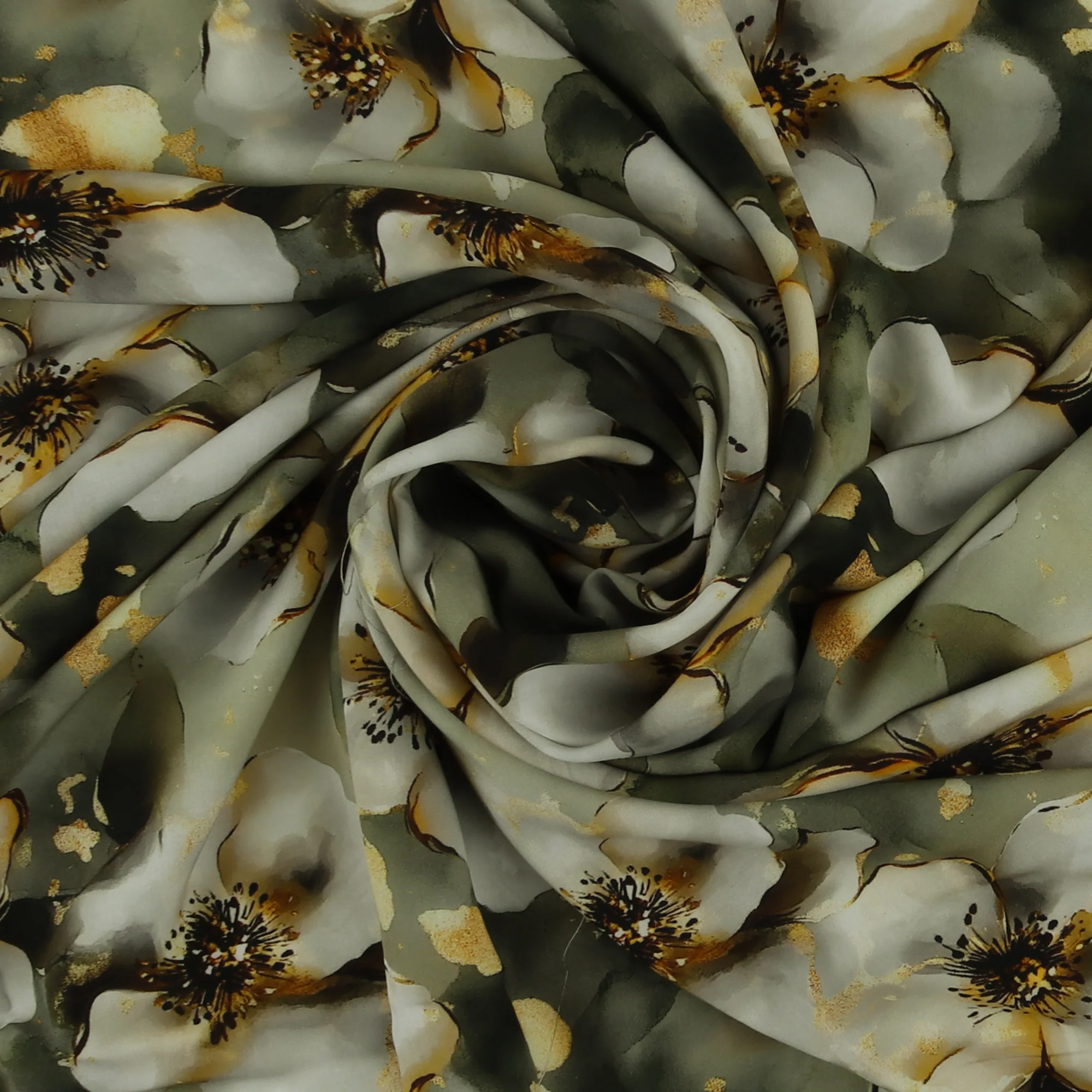 Rayon Poplin Print - MORGAN - 029 - Dark Green - Image 2
