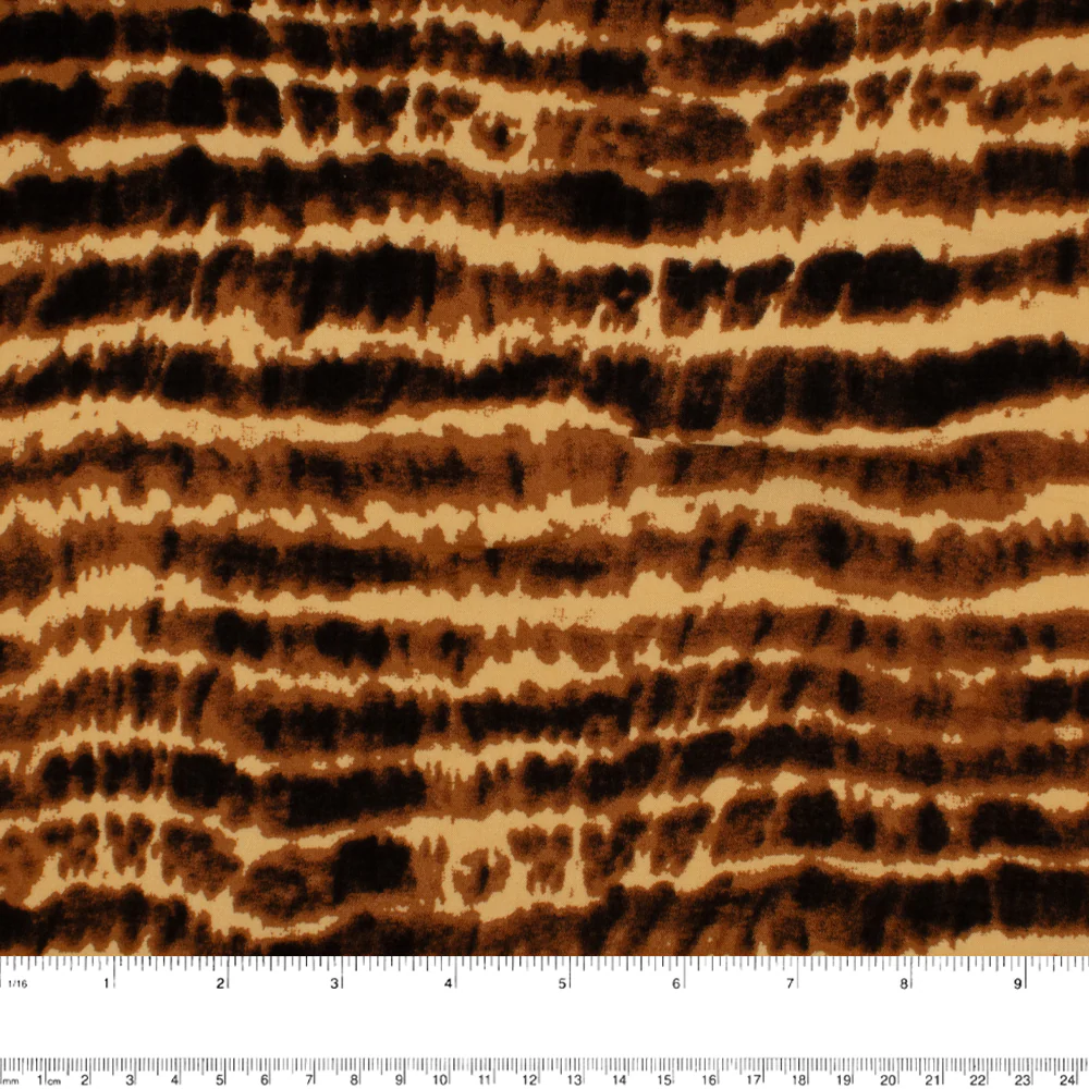 Rayon Voile Print - ELOINE - Abstract stripe - Brown - Image 3