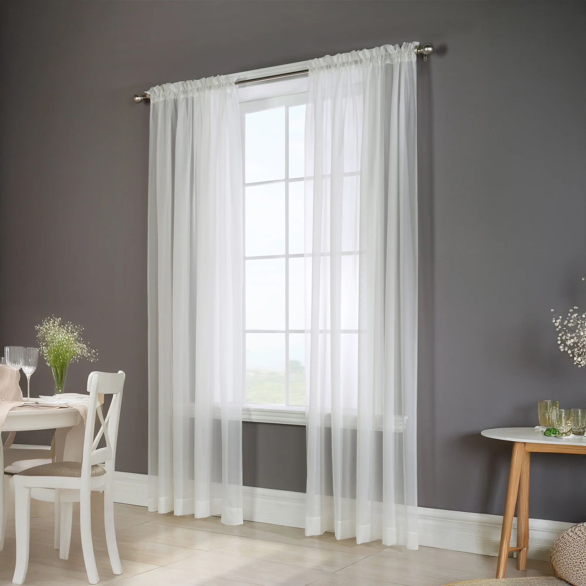Rod Pocket curtain panel - Voile II - Ivory