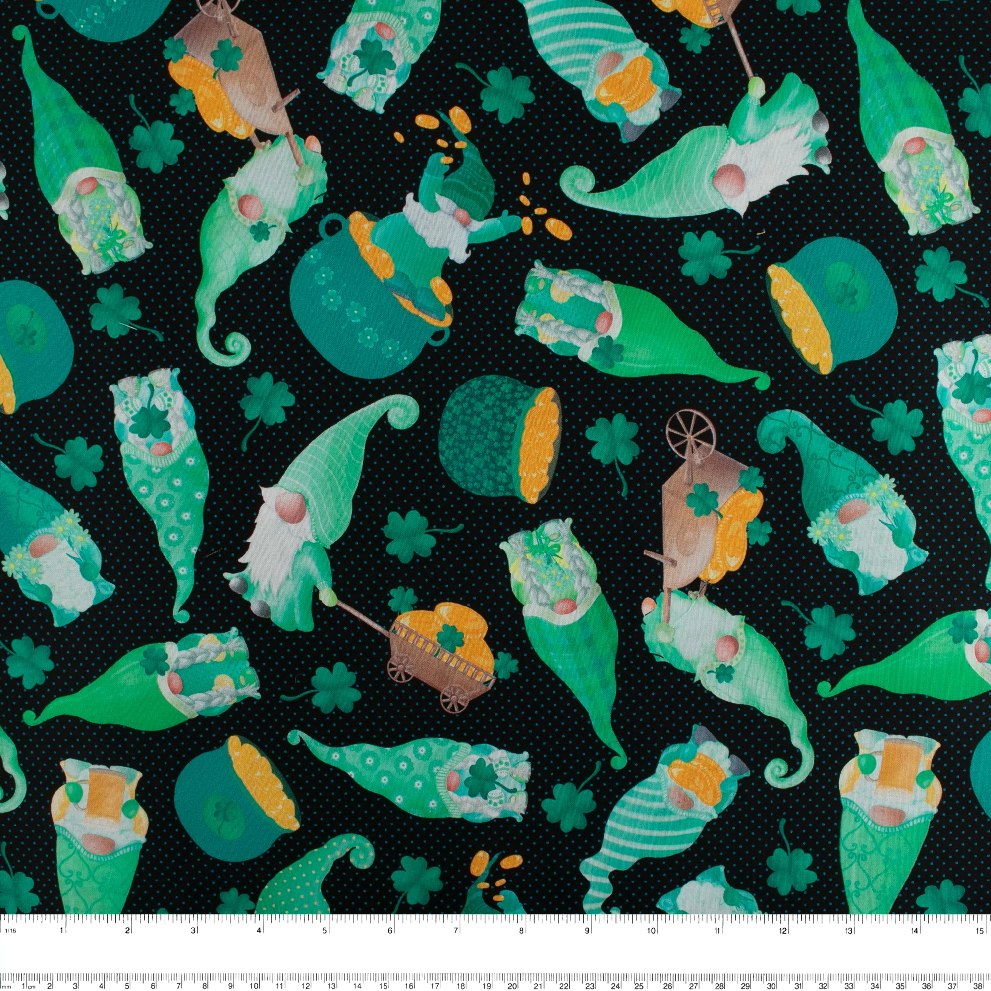 SAINT PATRICK Cotton print - Gnomes - Black - Image 2