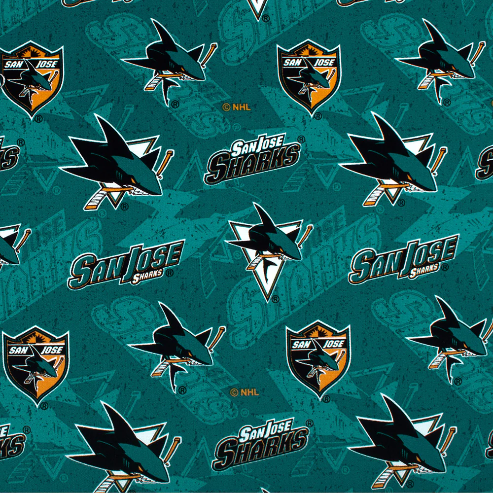 San Jose Sharks - NHL cotton print - Logo - Green