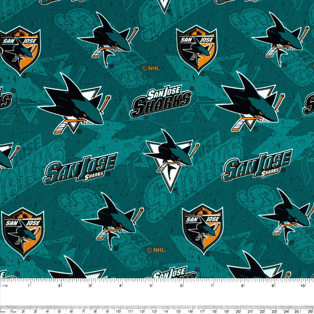 San Jose Sharks (SHK) - NHL cotton print - Logo - Green - Image 2