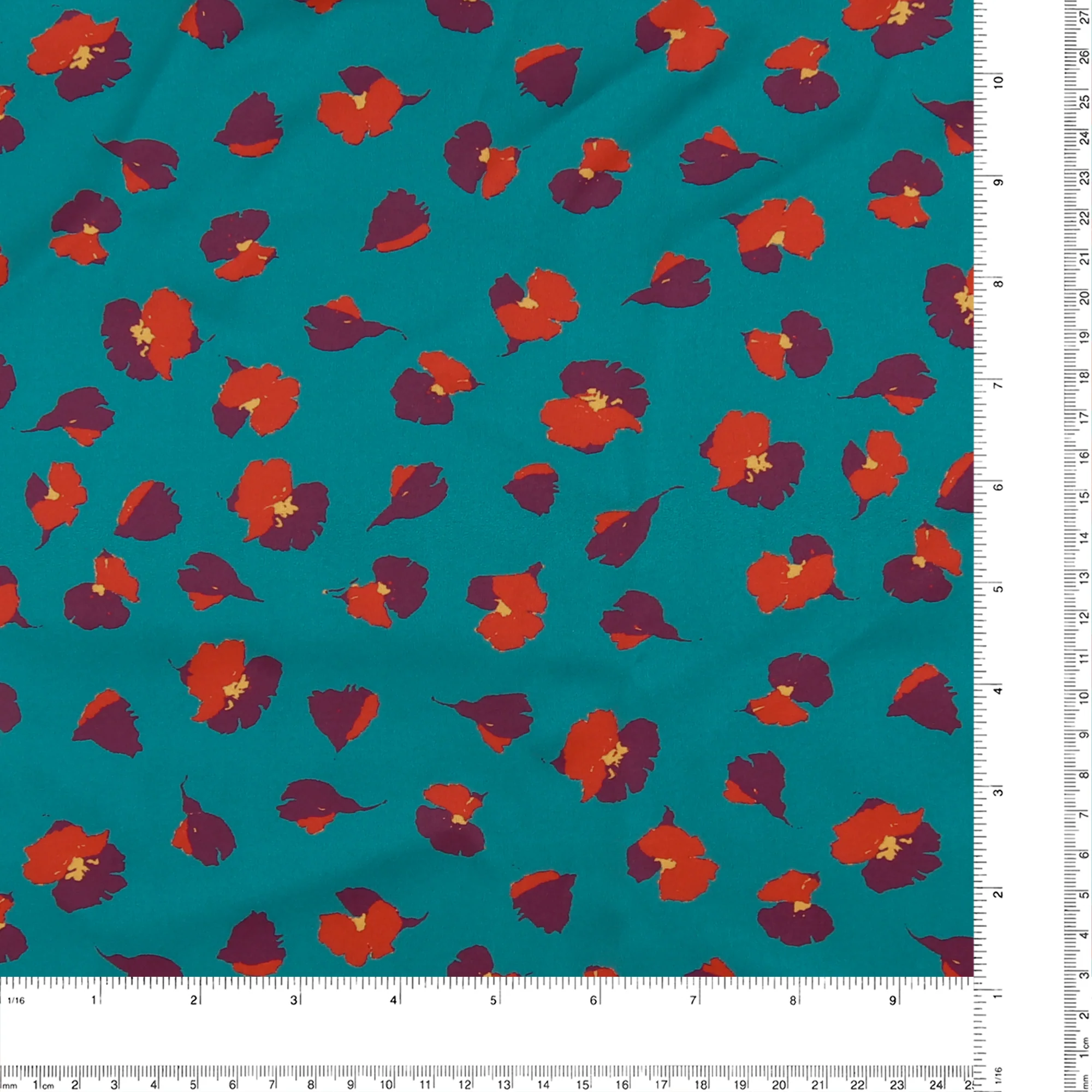 Satin Print - CLARISSA - 010 - Teal - Image 3