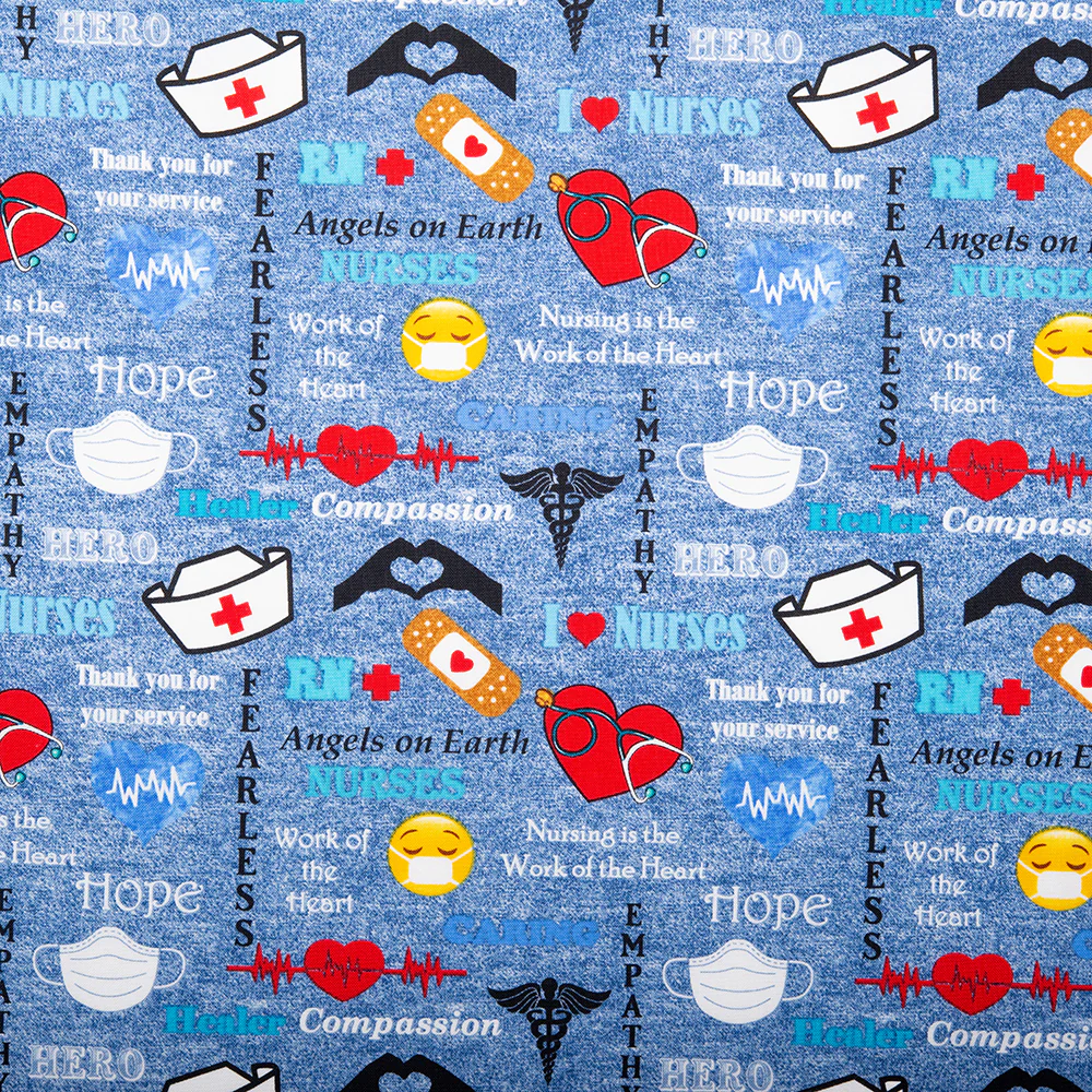 SAVE A LIFE Printed Cotton - Pulse - Blue