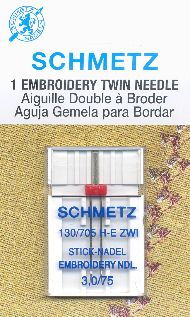 SCHMETZ embroidery twin needles - 75/11 - 3.0mm carded 1 piece