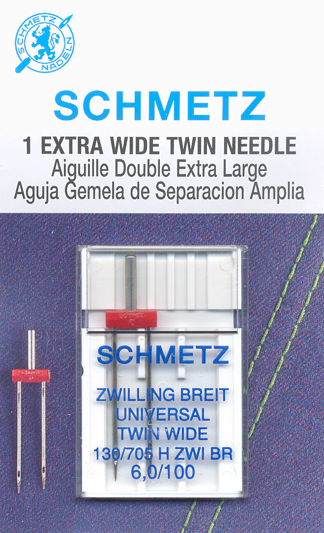 SCHMETZ twin needles - 100/16 - 6.0mm carded 1 piece
