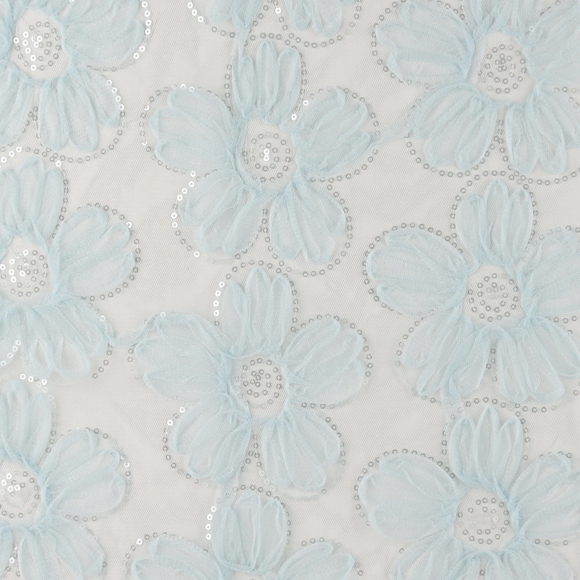 Sequined 3D Mesh - PRINCESS CHARLOTTE - 002 - Light Blue