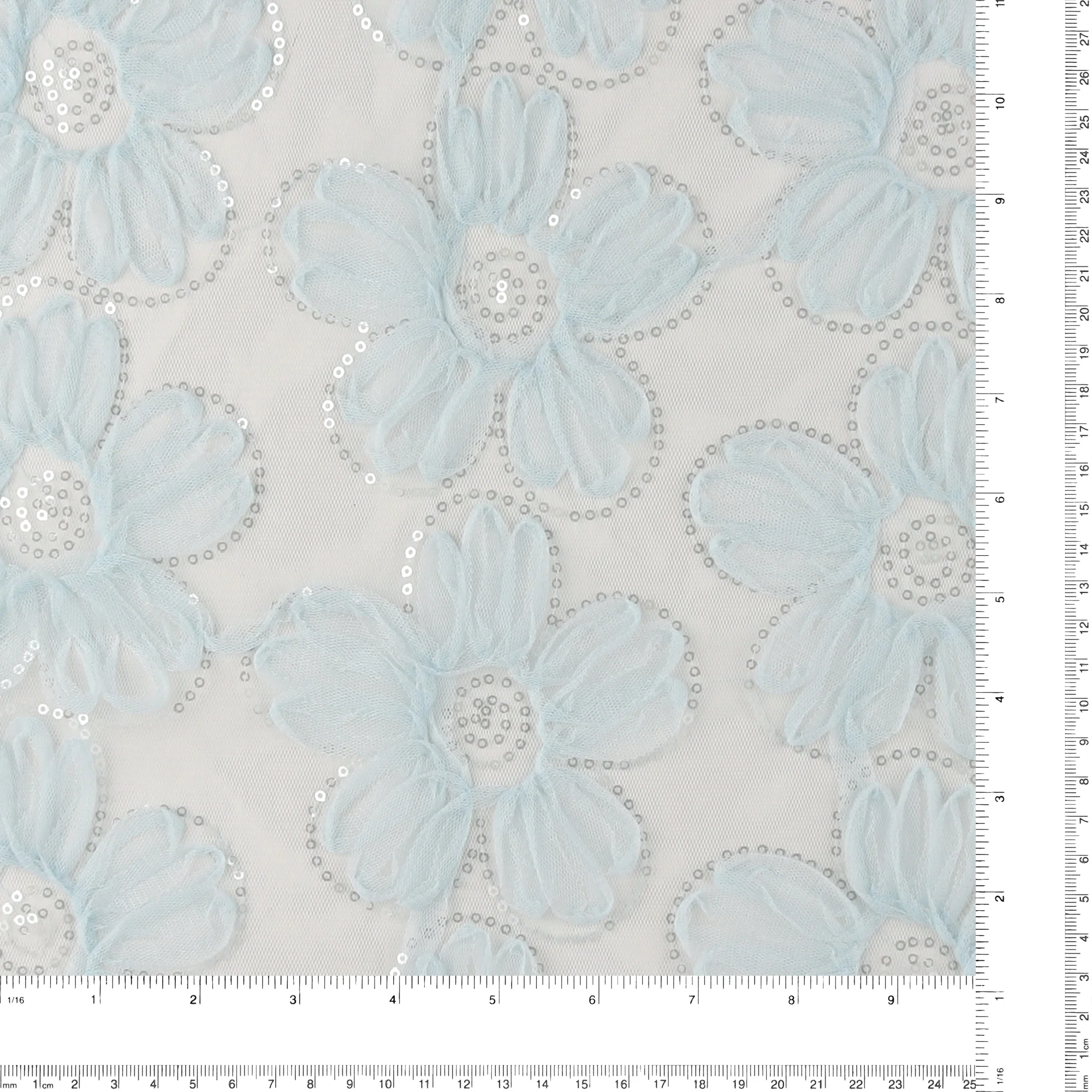 Sequined 3D Mesh - PRINCESS CHARLOTTE - 002 - Light Blue - Image 3
