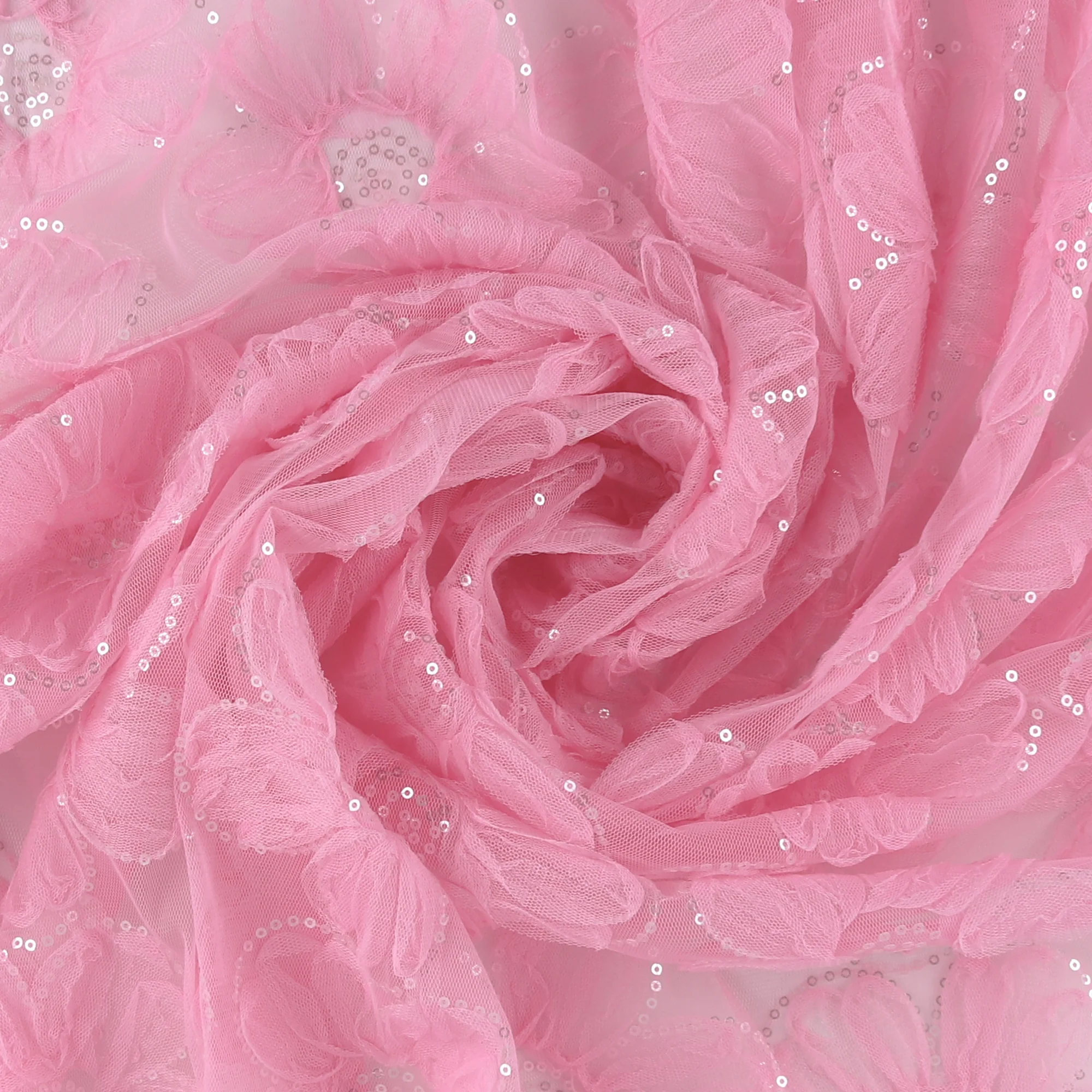 Sequined 3D Mesh - PRINCESS CHARLOTTE - 003 - Light Pink - Image 2