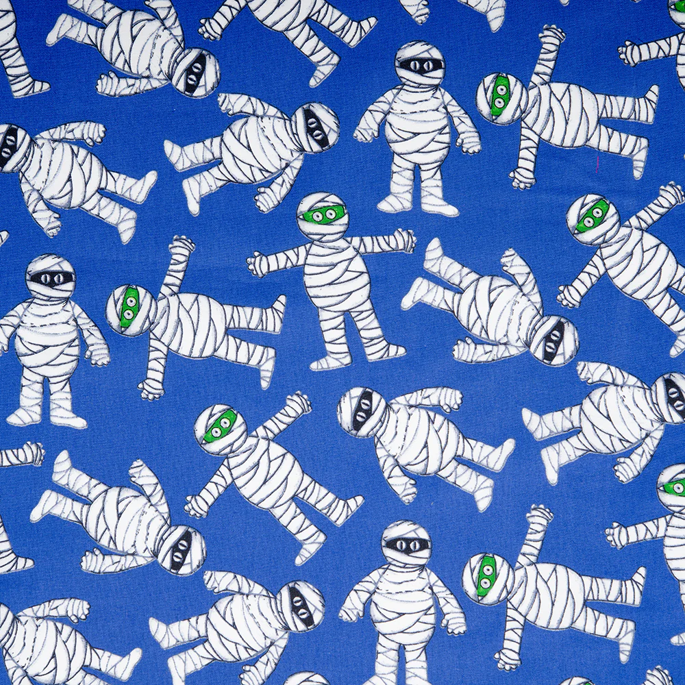 SEW SPOOKTACULAR Printed cotton - Mummies - Blue