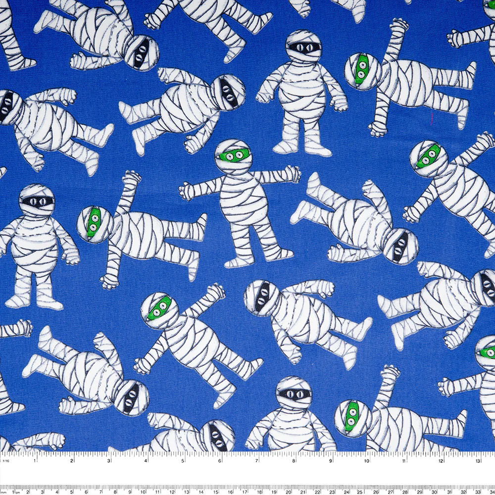 SEW SPOOKTACULAR Printed cotton - Mummies - Blue - Image 2