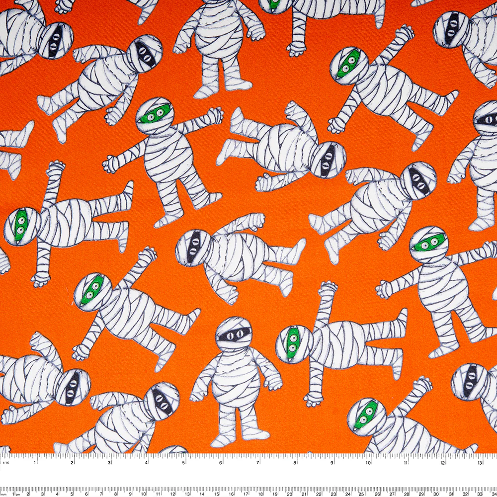 SEW SPOOKTACULAR Printed cotton - Mummies - Orange - Image 2