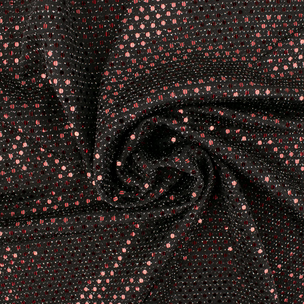 Shimmery holiday fabric - Lurex - Black / Red - Image 2