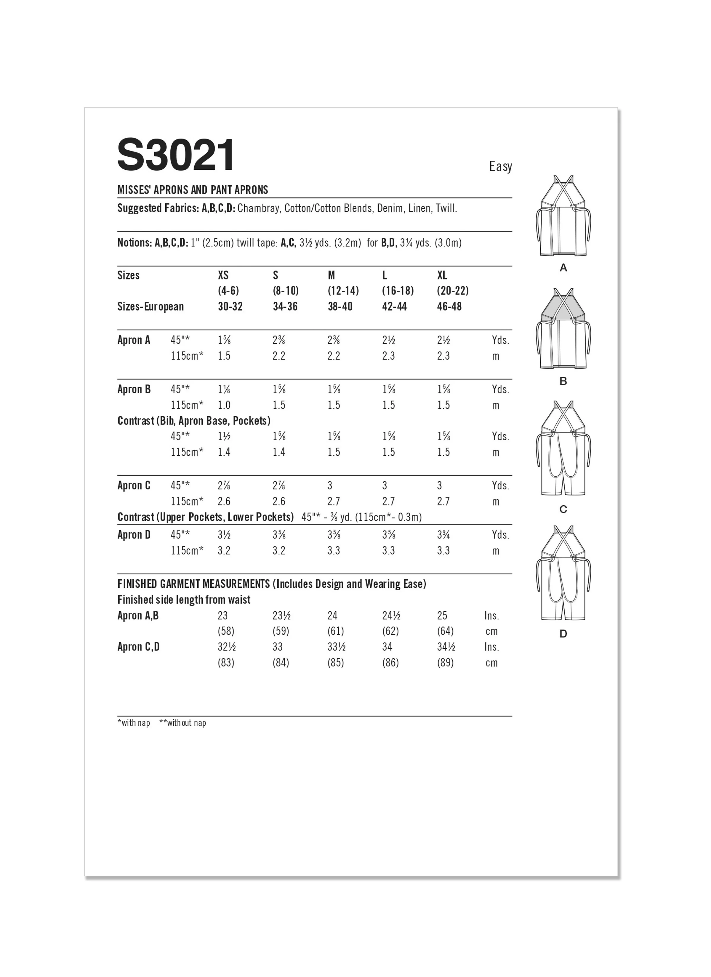 Simplicity S3021 - MISSES' APRONS AND PANT APRONS - Image 2