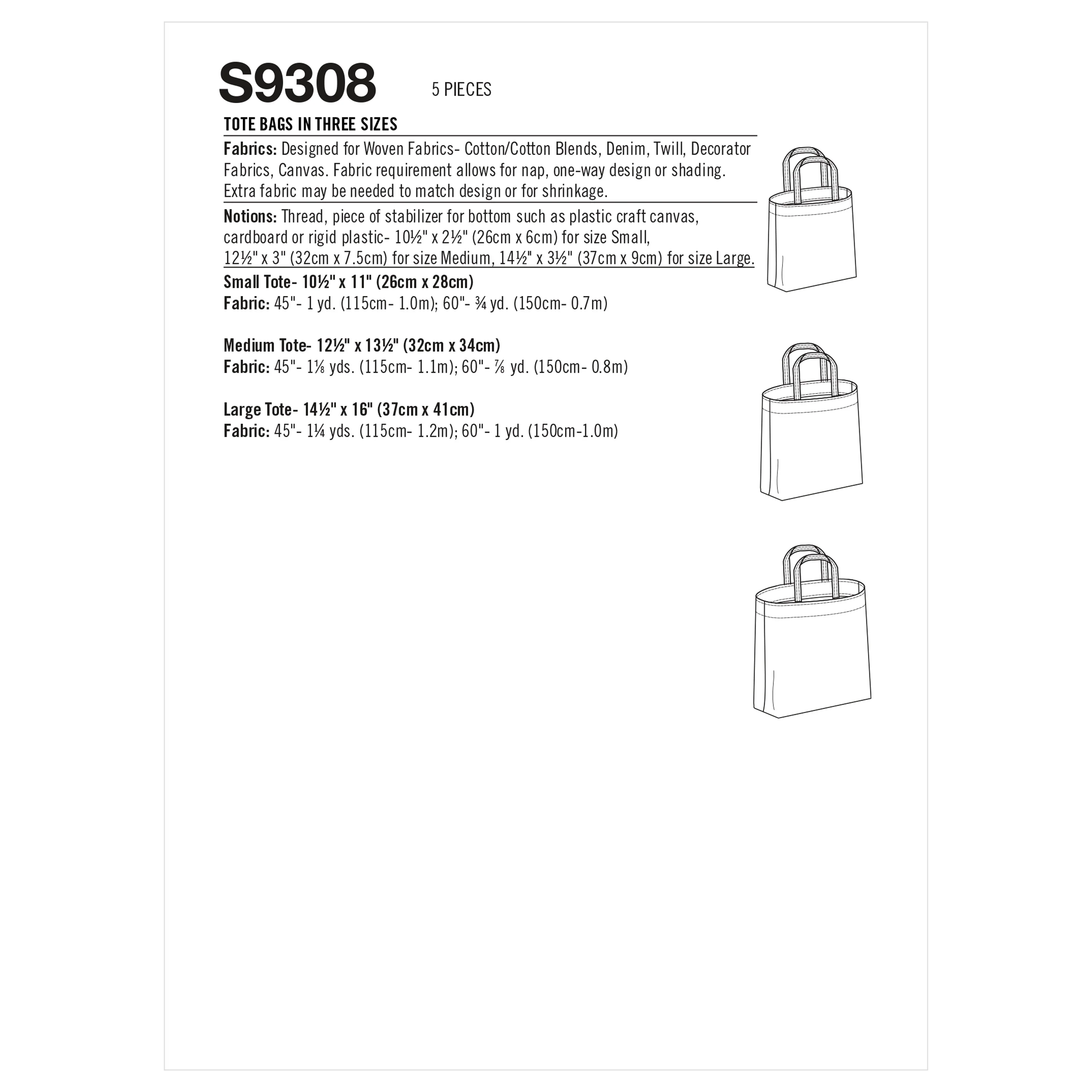 Simplicity - S9308 TOTE BAGS IN THREE SIZE - Image 2