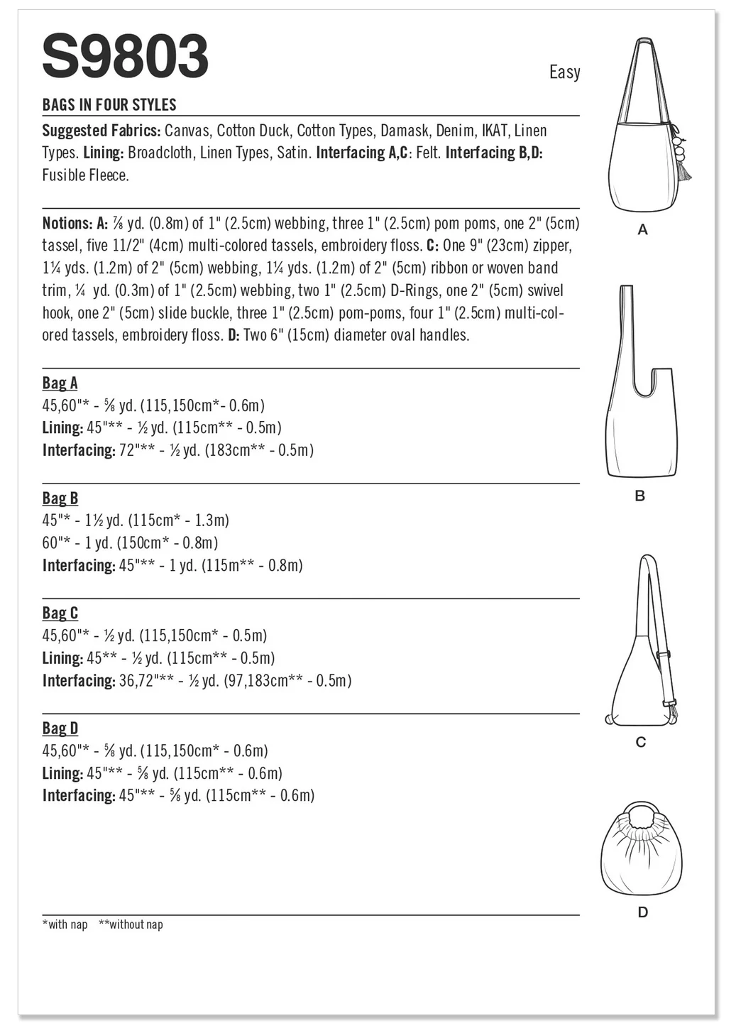 SIMPLICITY - S9803 Bags in Four Styles by Elaine Heigl Designs - Image 2