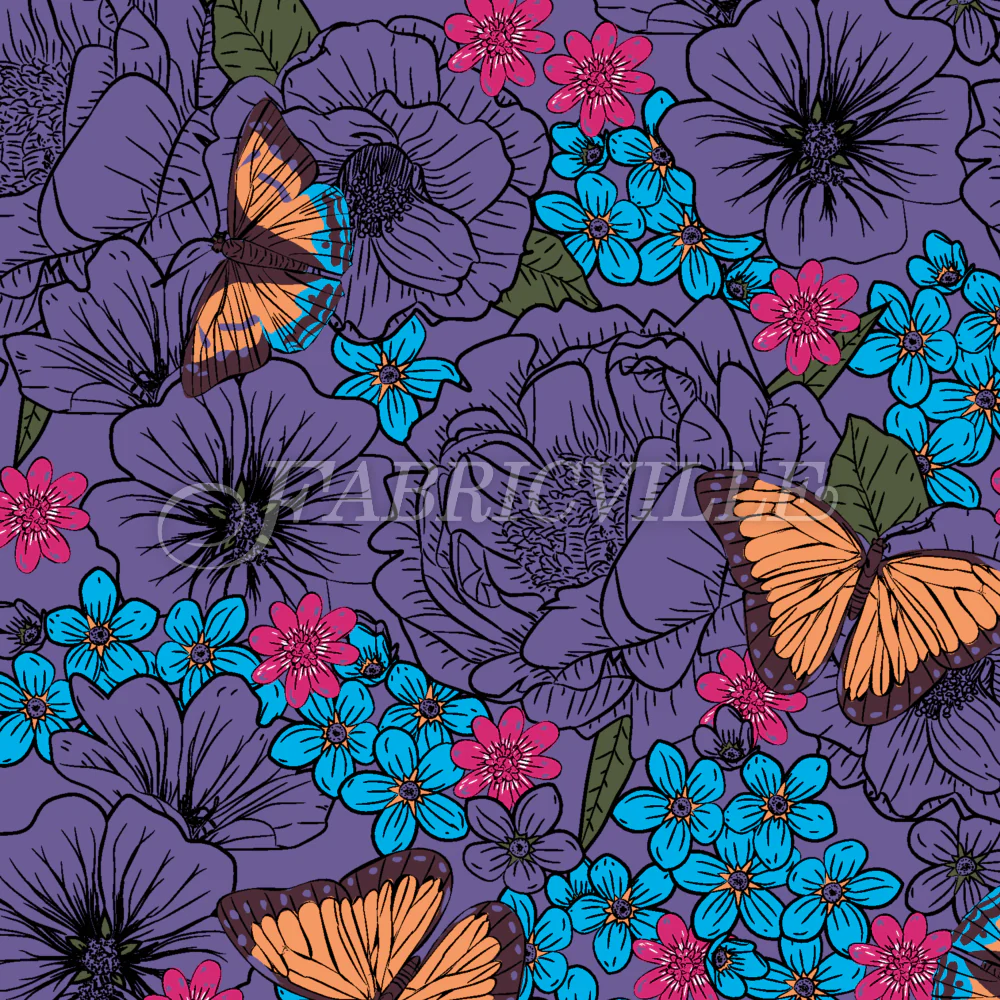 Sketchy Floral With Butterflies