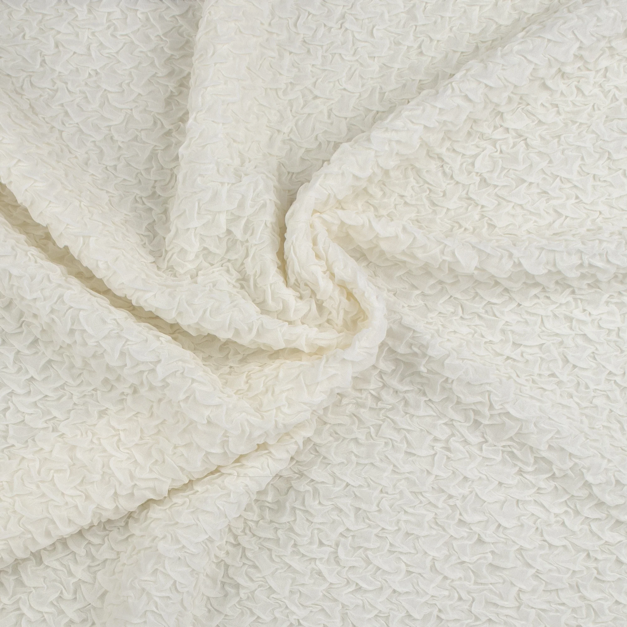 Solid Crinkled Mesh - RADIANT NIGHTS - 002 - Cream - Image 2