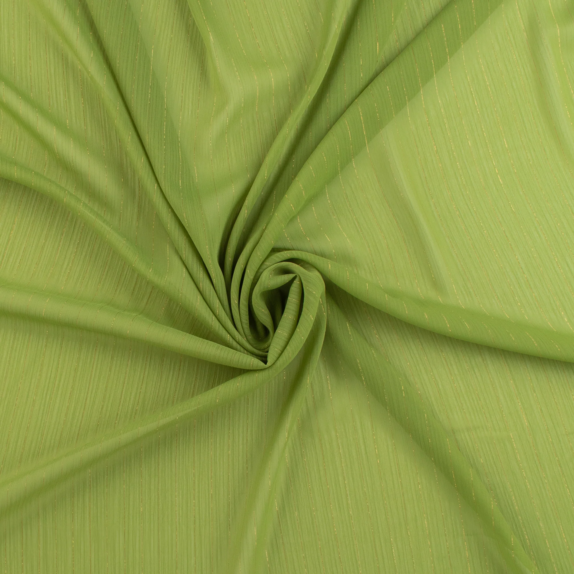 Solid Metallic Chiffon Yoryu - CHANTAL - 002 - Moss - Image 2