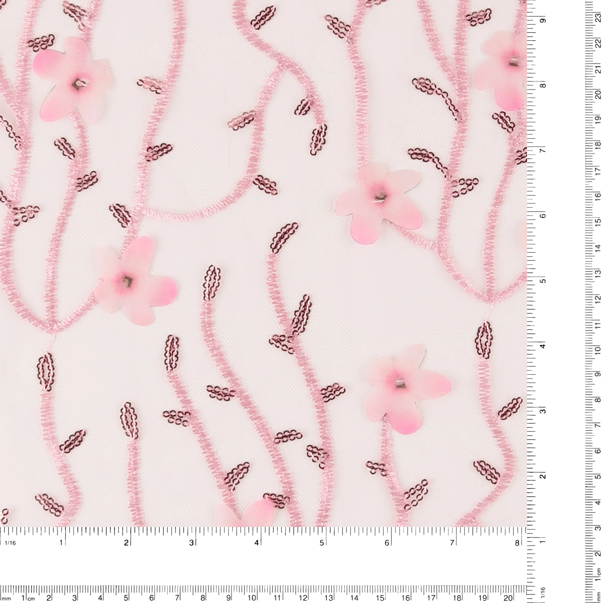 Spangle 3D Floral mesh - PRINCESS CHARLOTTE - 001 - Pink - Image 2