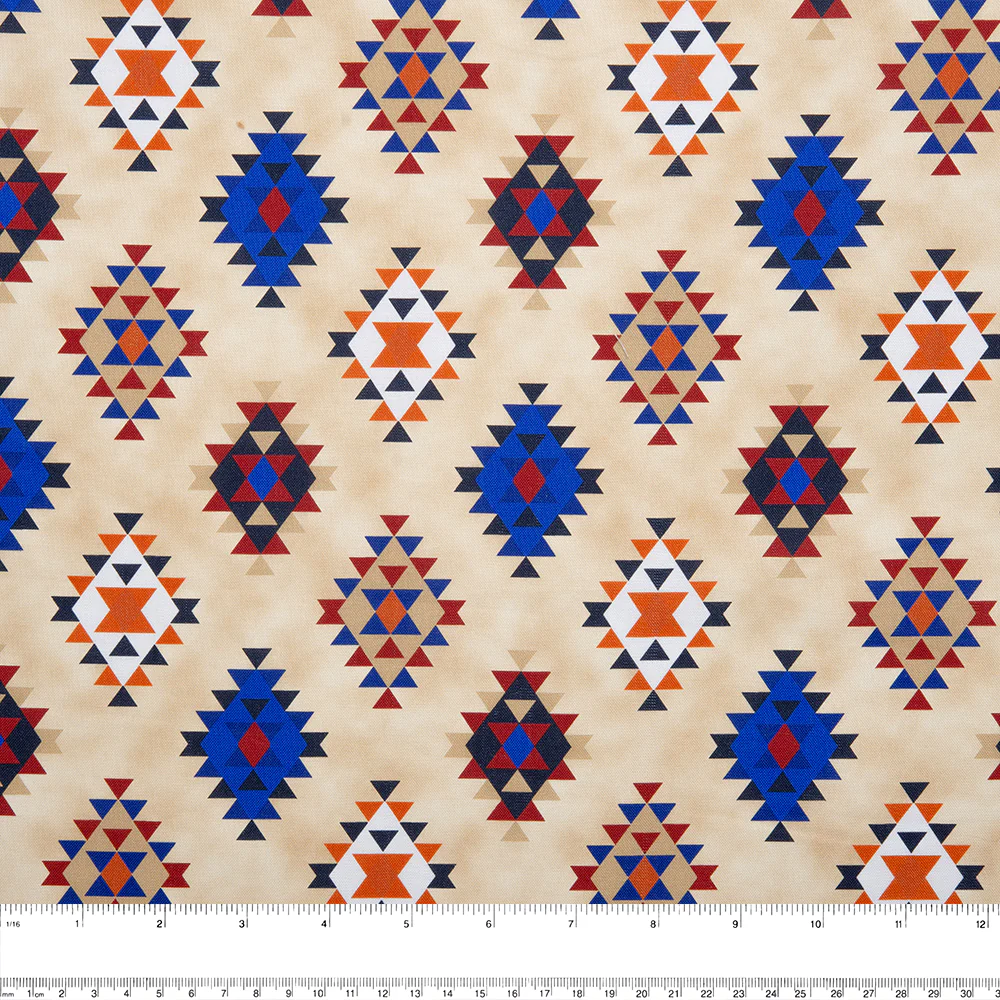 SPIRIT TRAIL Printed Cotton - Navajo geometric - Beige - Image 2
