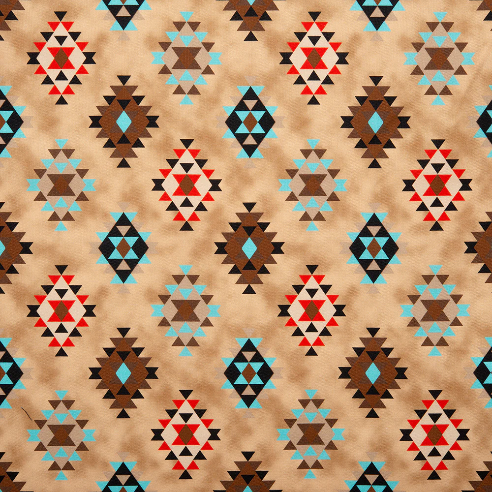 SPIRIT TRAIL Printed Cotton - Navajo geometric - Brown