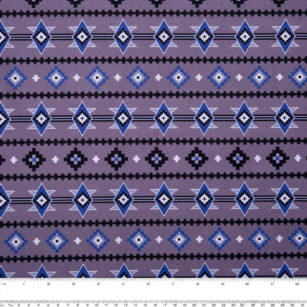 SPIRIT TRAIL Printed Cotton - Navajo stripe - Purple - Image 2