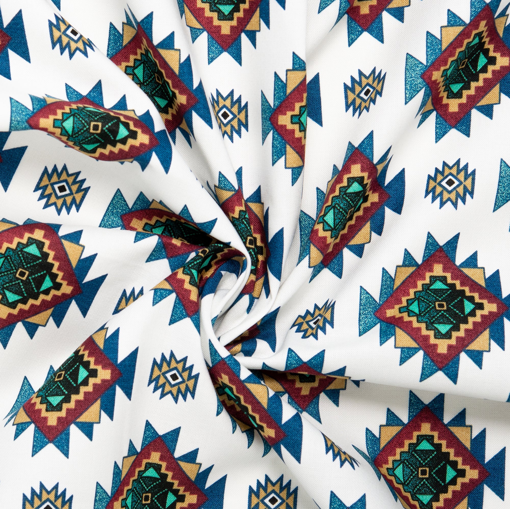 SPIRIT TRAIL Printed Cotton - Squares - White - Image 2