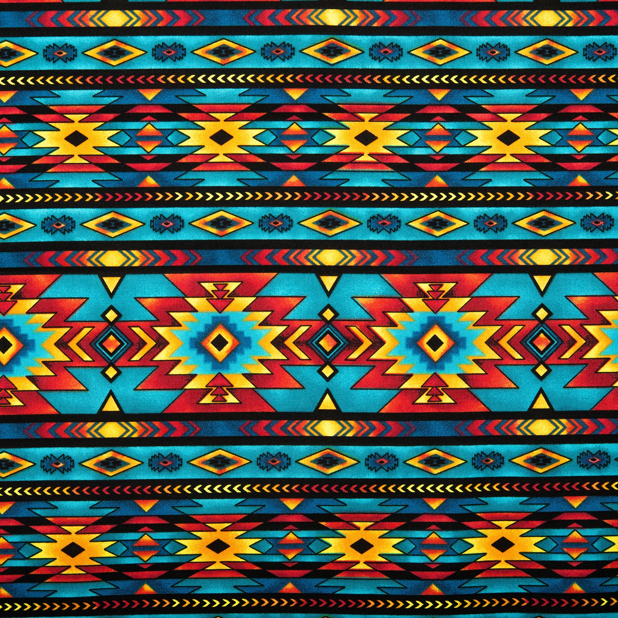 SPIRIT TRAIL Printed Cotton - Stripes / Stars - Blue