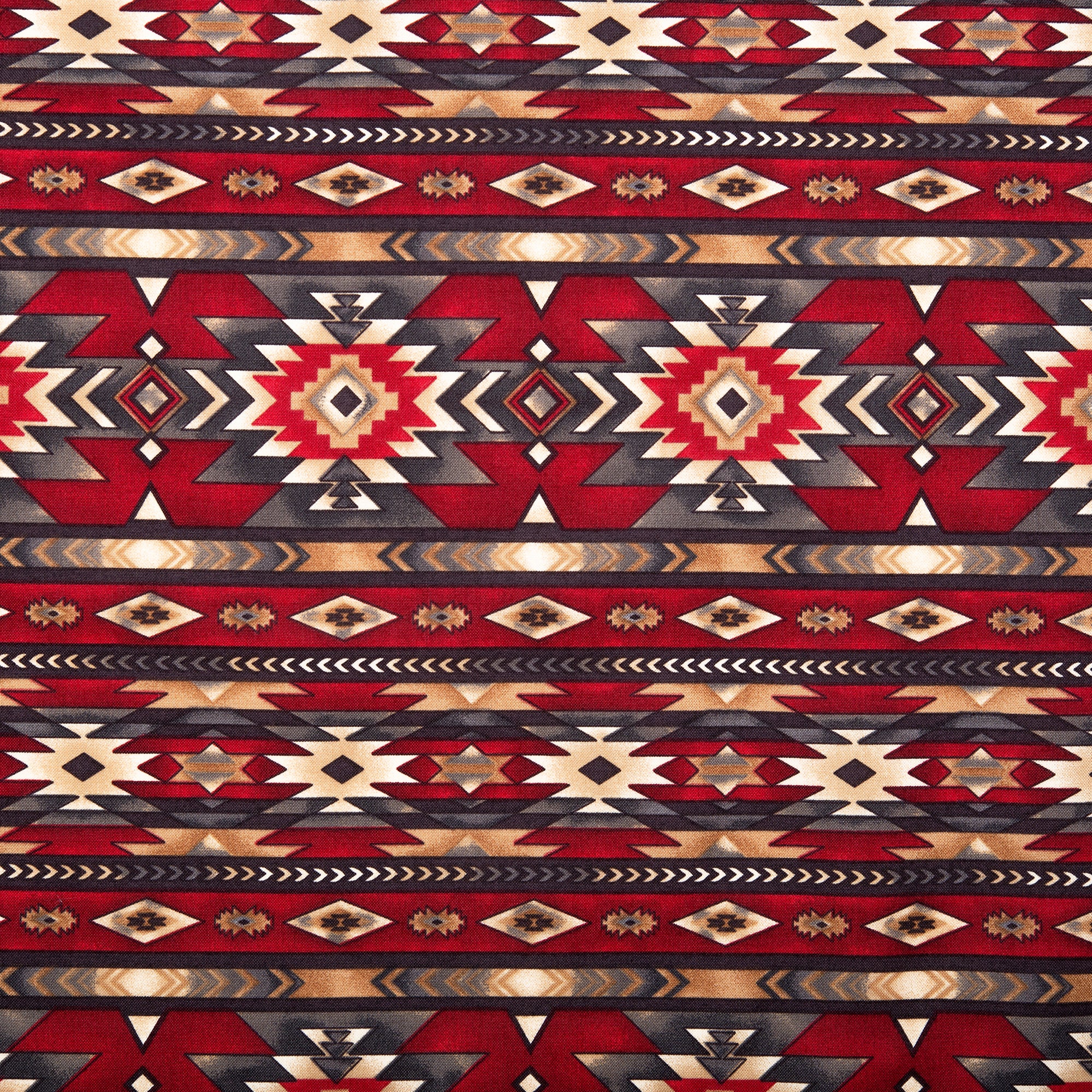 SPIRIT TRAIL Printed Cotton - Stripes / Stars - Cranberry