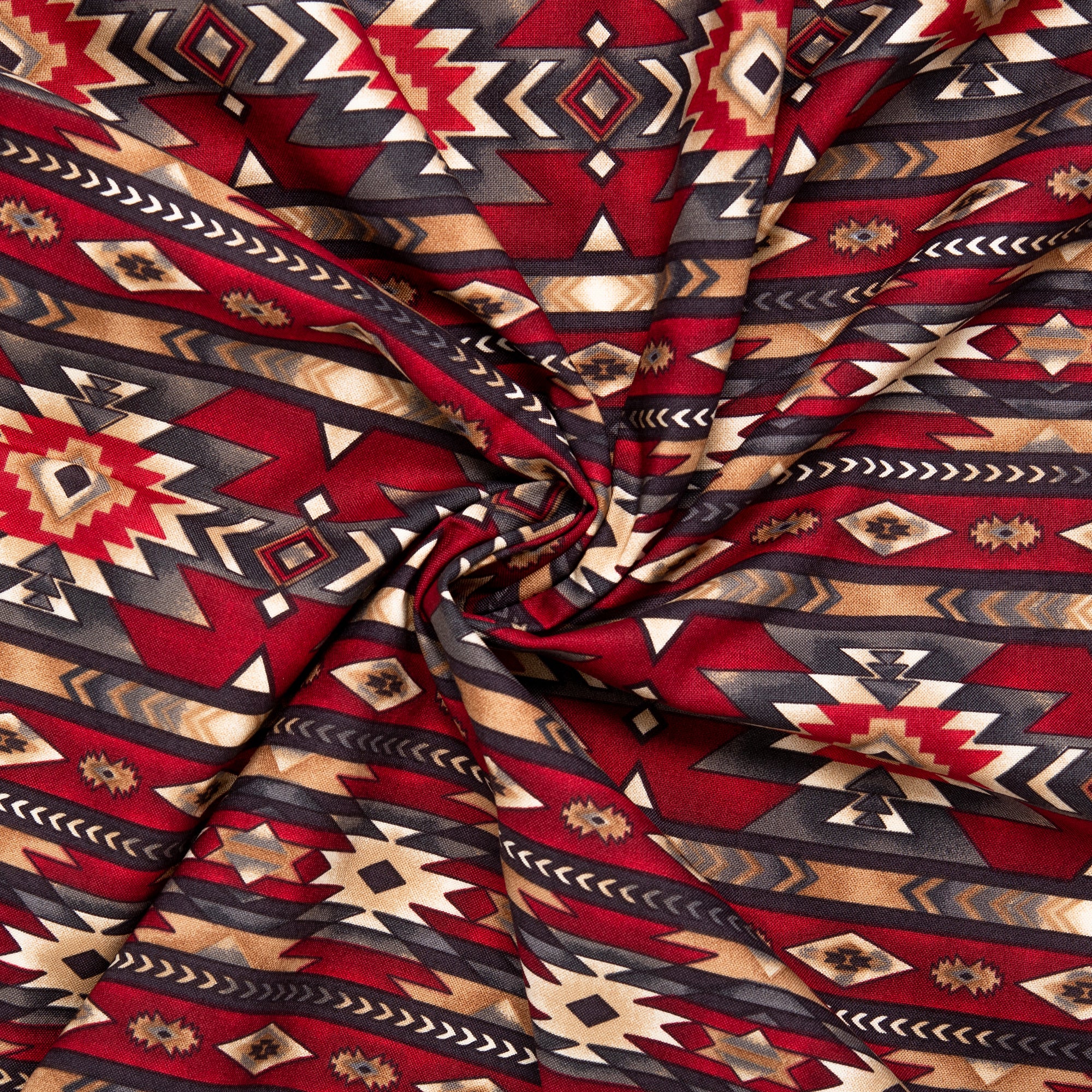 SPIRIT TRAIL Printed Cotton - Stripes / Stars - Cranberry - Image 2