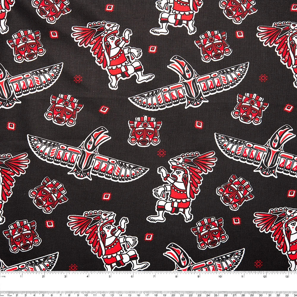 SPIRIT TRAIL Printed Cotton - Totem - Black - Image 2