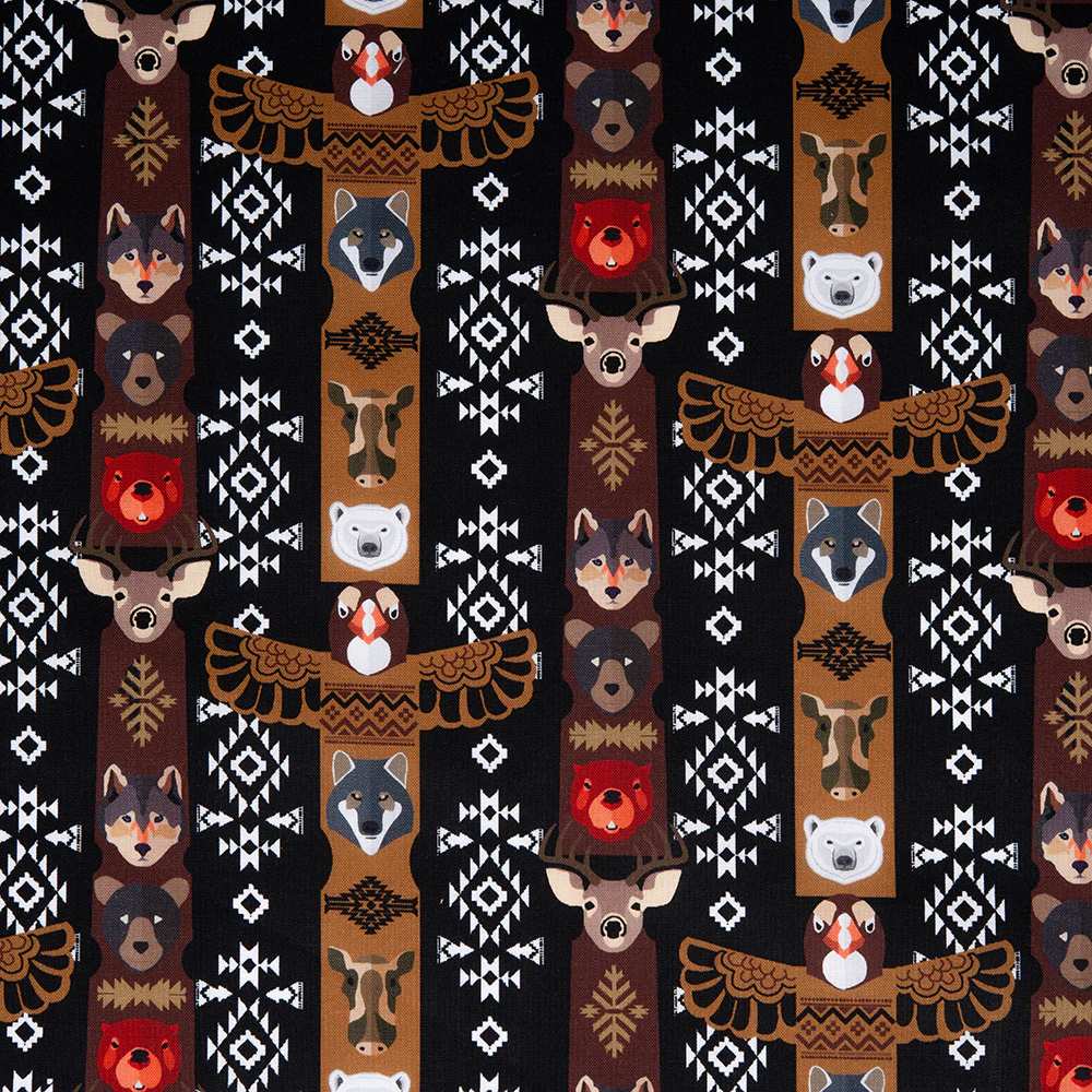 SPIRIT TRAIL Printed Cotton - Totem - Brown