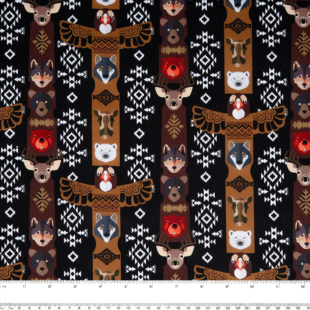 SPIRIT TRAIL Printed Cotton - Totem - Brown - Image 2