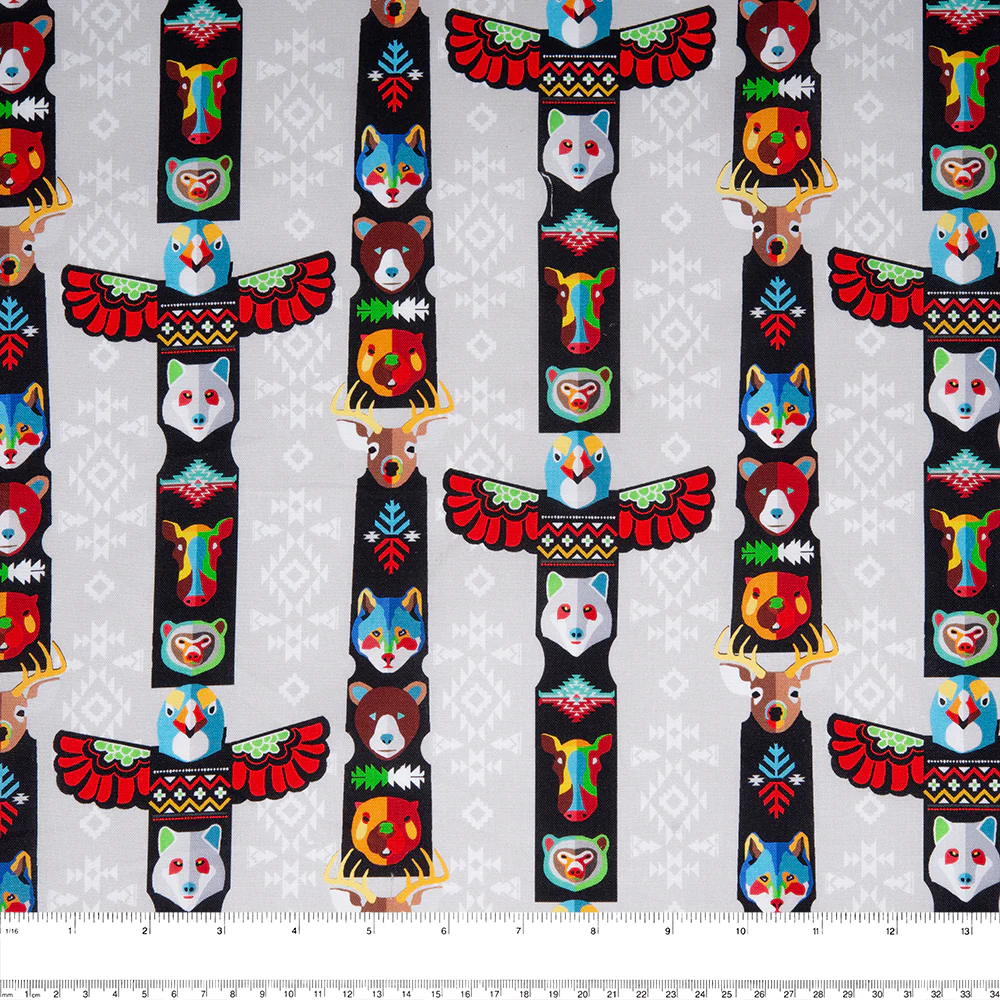 SPIRIT TRAIL Printed Cotton - Totem - Grey - Image 2