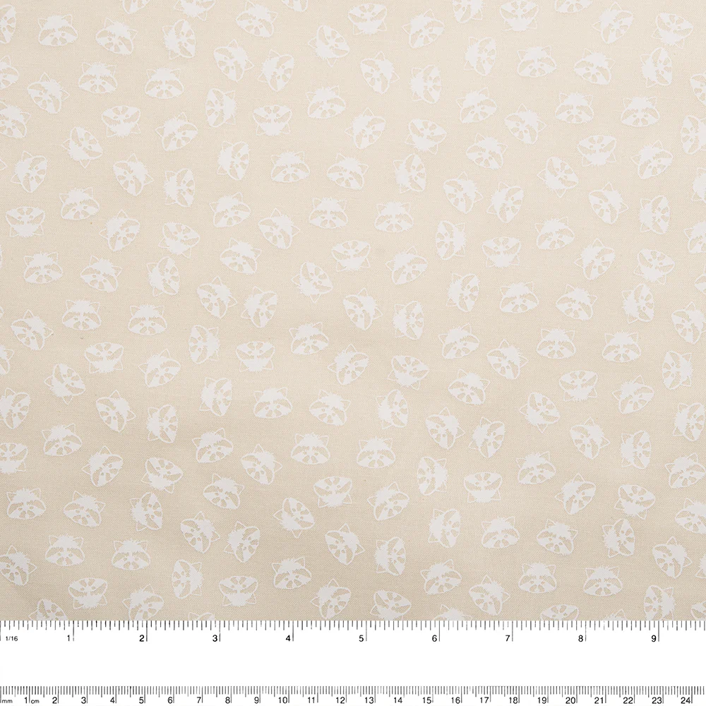 STACEY Printed Cotton - Raccoon - Beige - Image 2