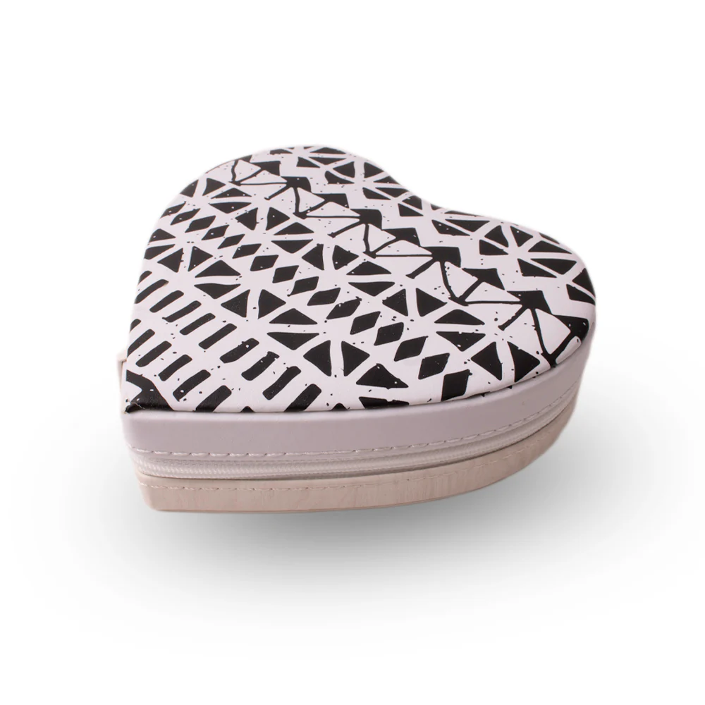Storage Box - Heart Shaped Cream with Black/White Print - Image 3