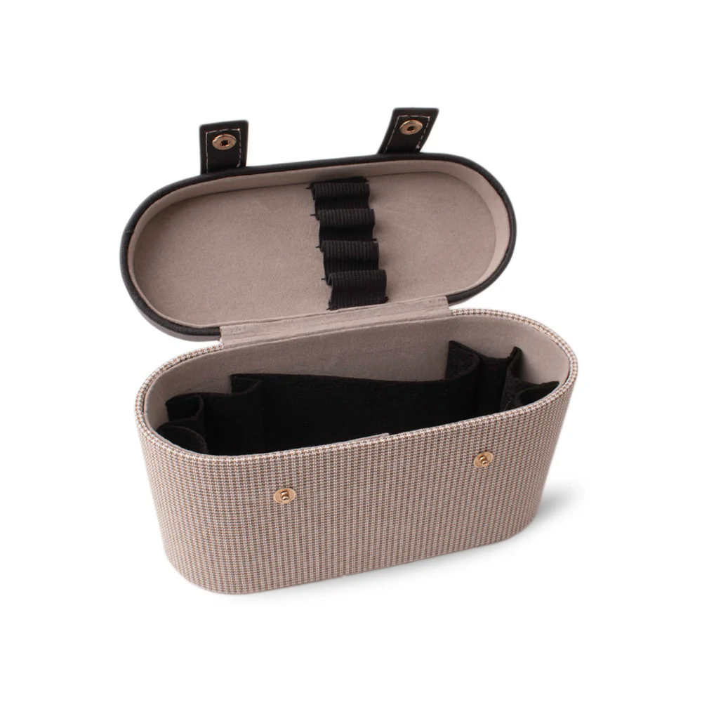 Storage Box - Oval Light Brown with Black Leather - Image 2