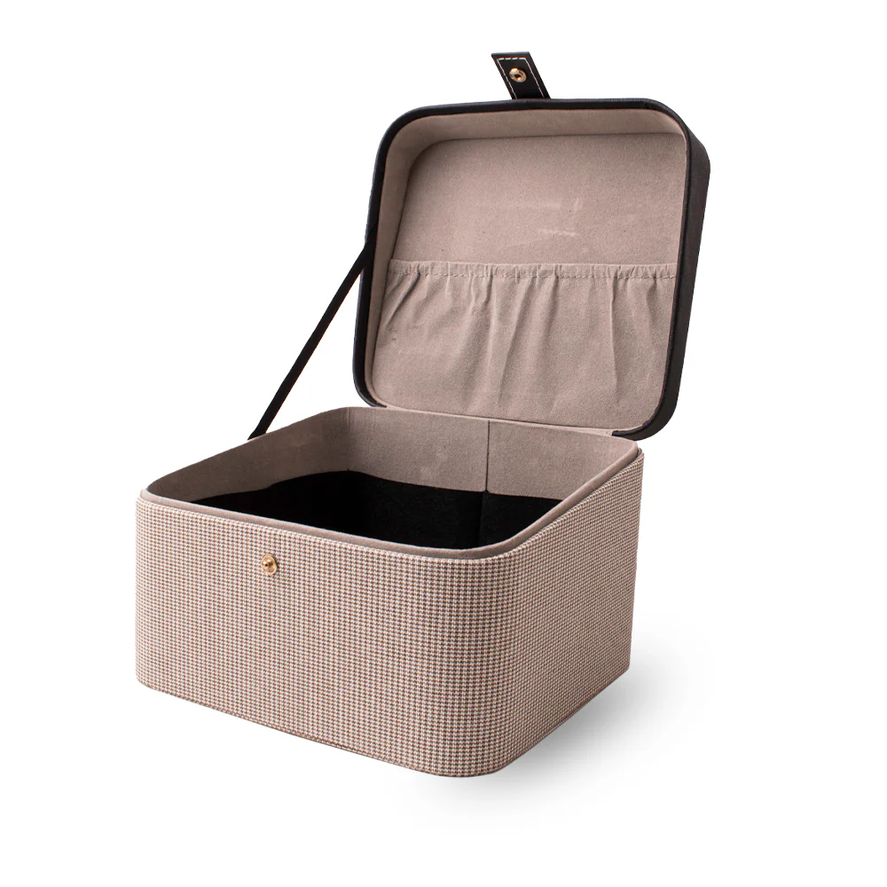 Storage Box - Square Light Brown with Black Leather - Image 2