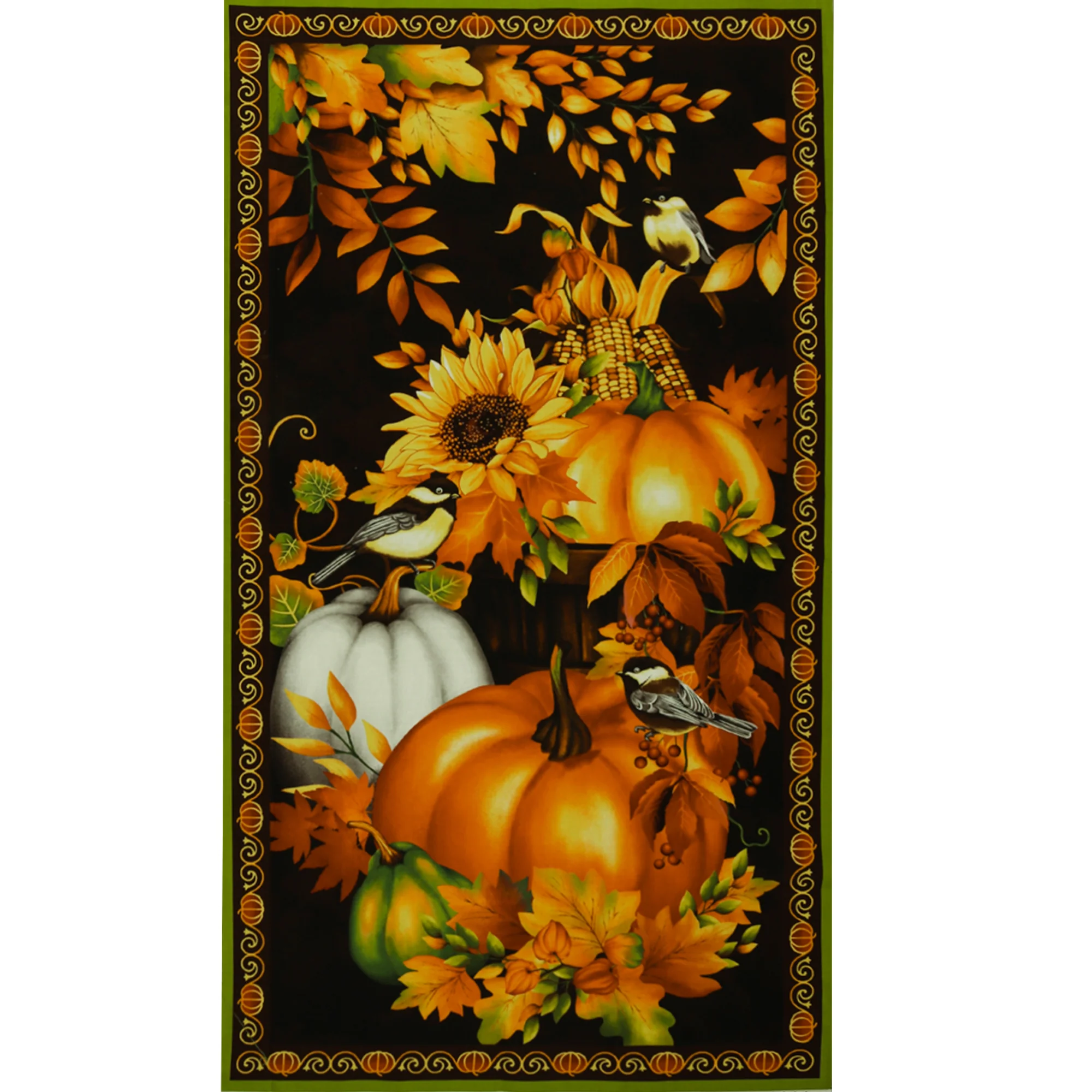 Studio E - Printed Cotton Panel 23 x 45 in (60 x 115 cm)- SEEDS OF GRATITUDE - 005 - Black