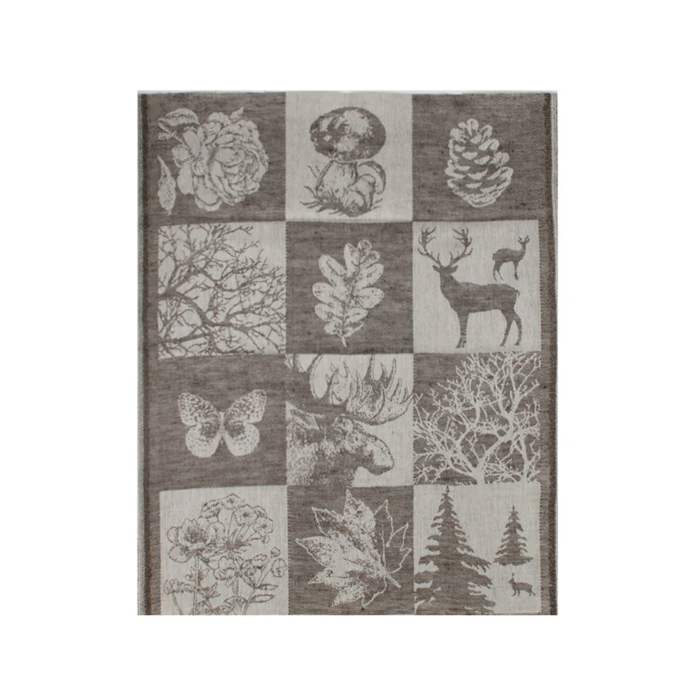 Tea Towelling - JACQUARD - Animals - Charcoal