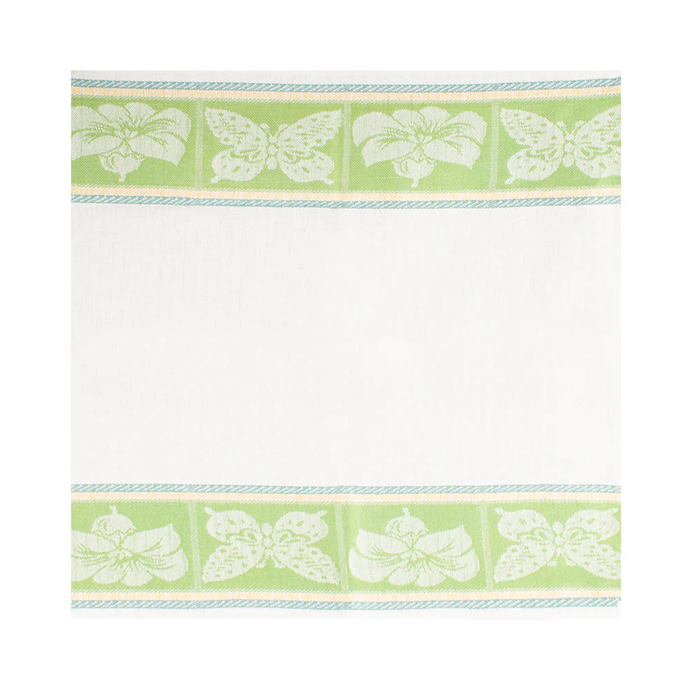 Tea Towelling - JACQUARD - Butterfly - Green