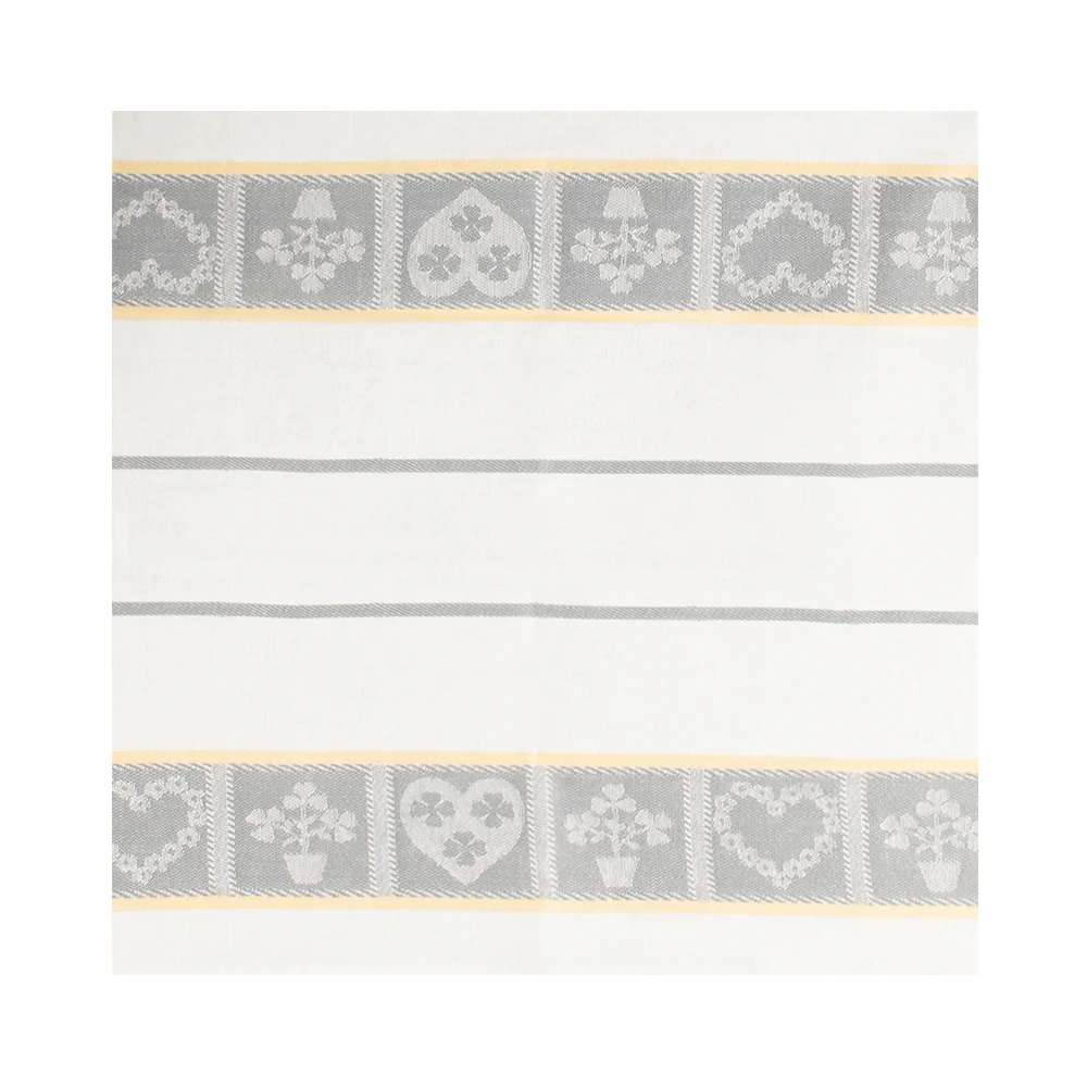 Tea Towelling - JACQUARD - Florals - Grey