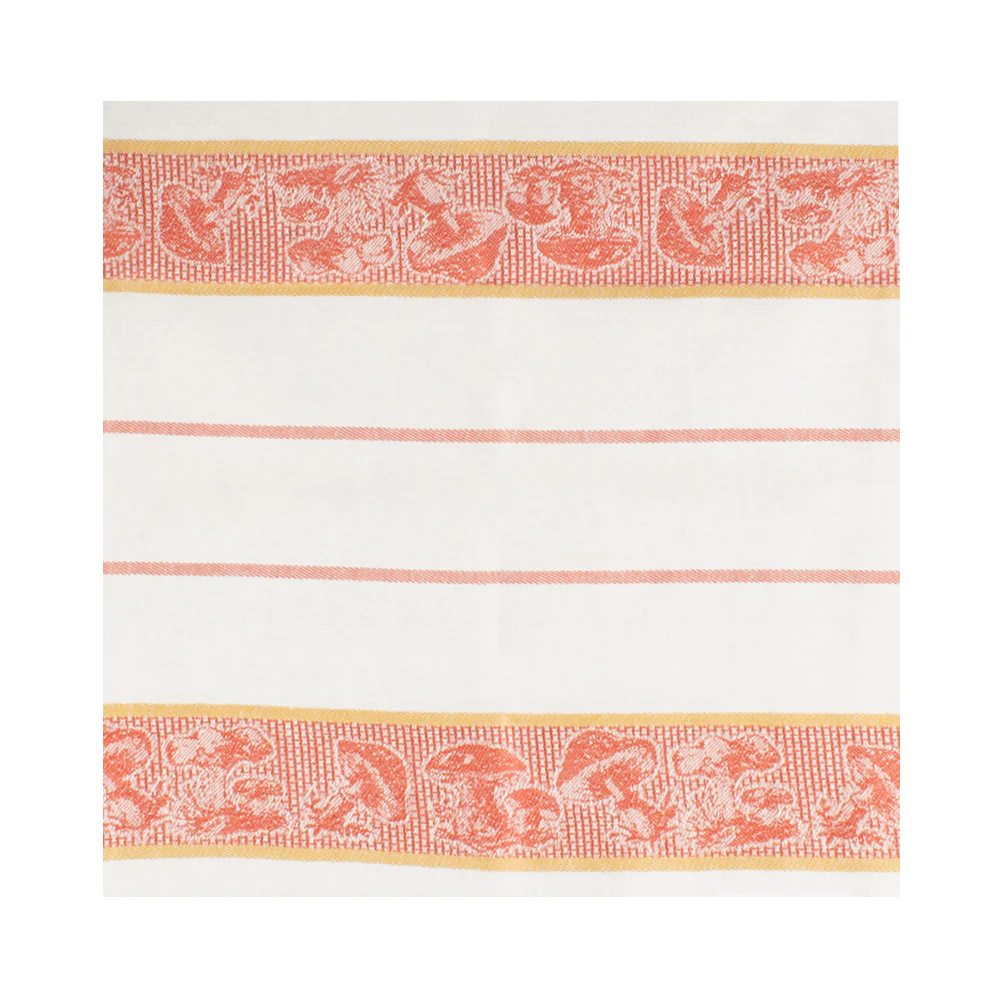 Tea Towelling - JACQUARD - Mushroom - Red