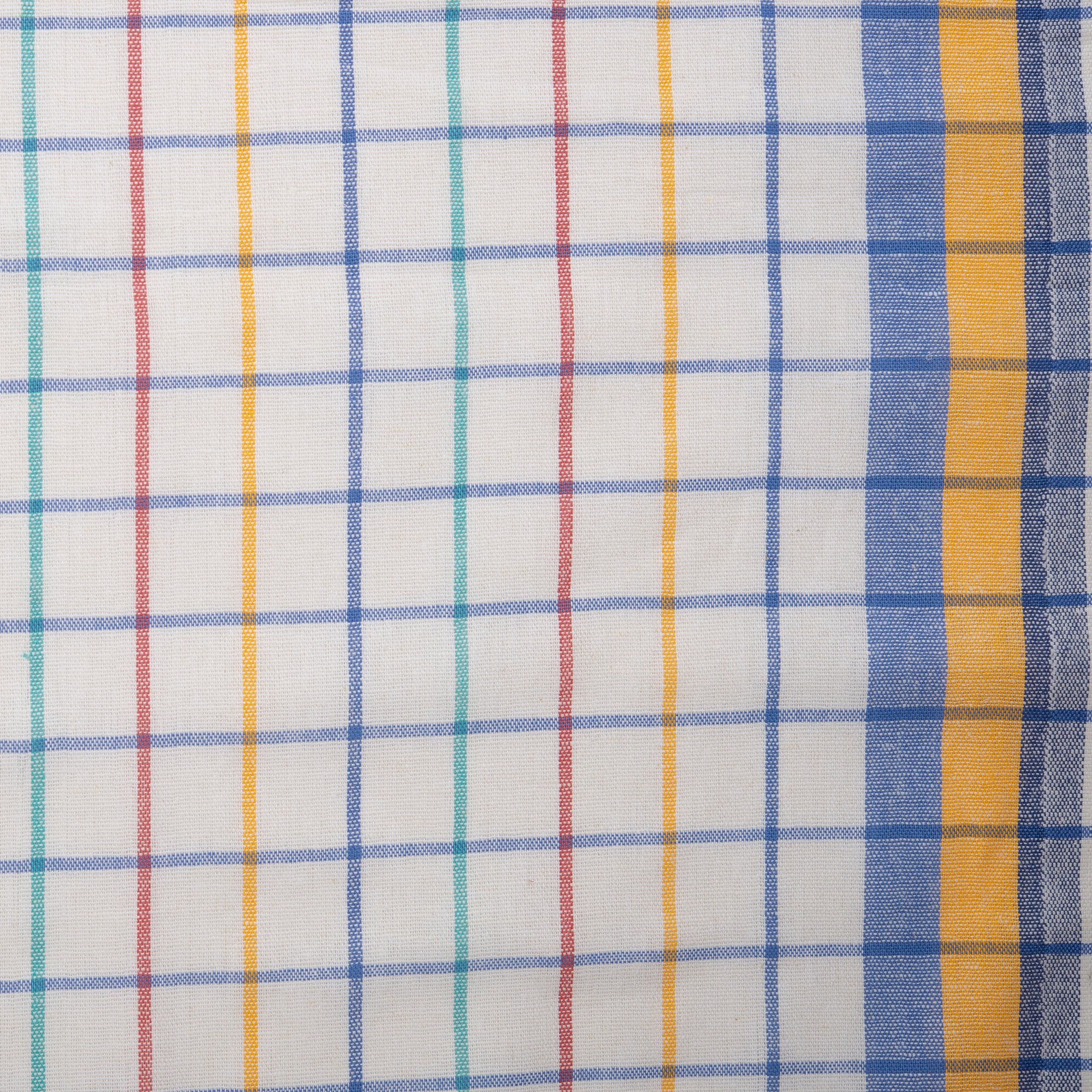 Tea Towelling - JACQUARD - Plaids - Blue / Yellow