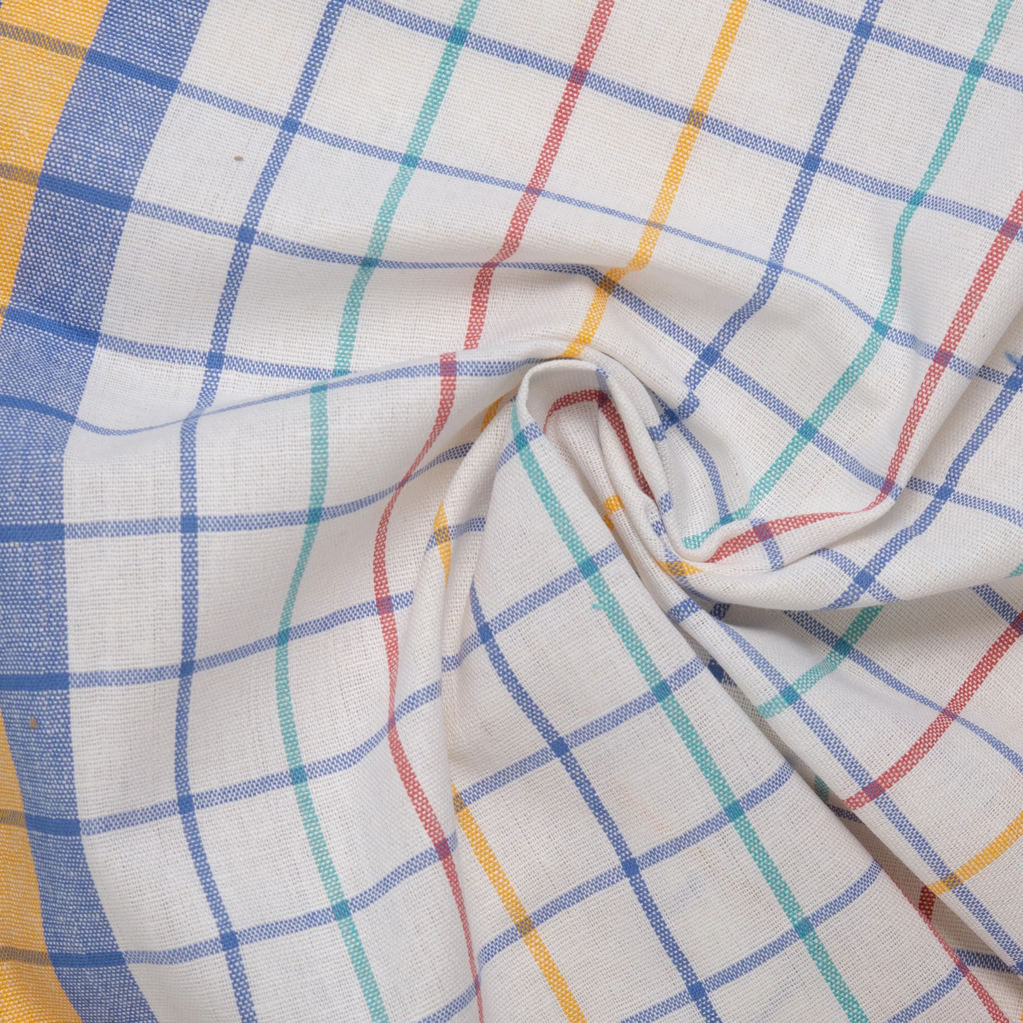 Tea Towelling - JACQUARD - Plaids - Blue / Yellow - Image 2
