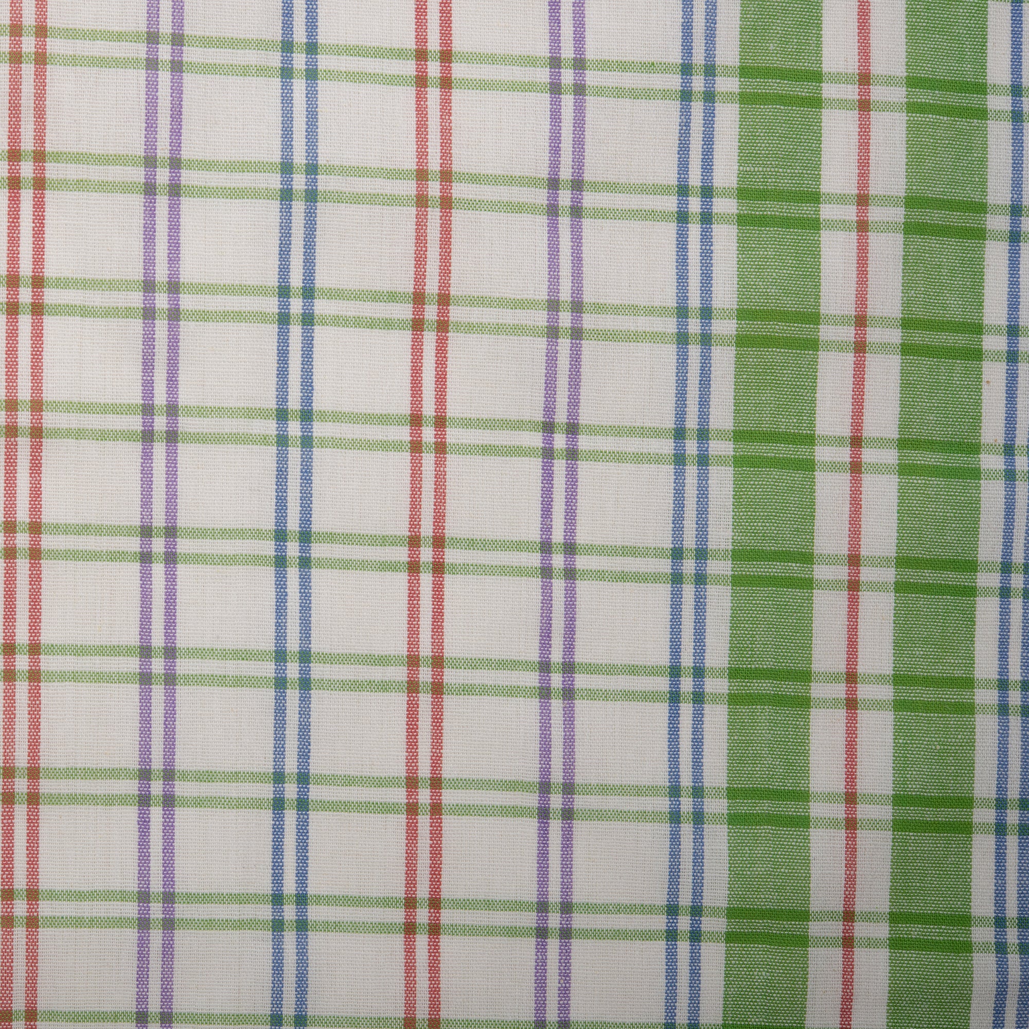 Tea Towelling - JACQUARD - Plaids - Green / Red Mix